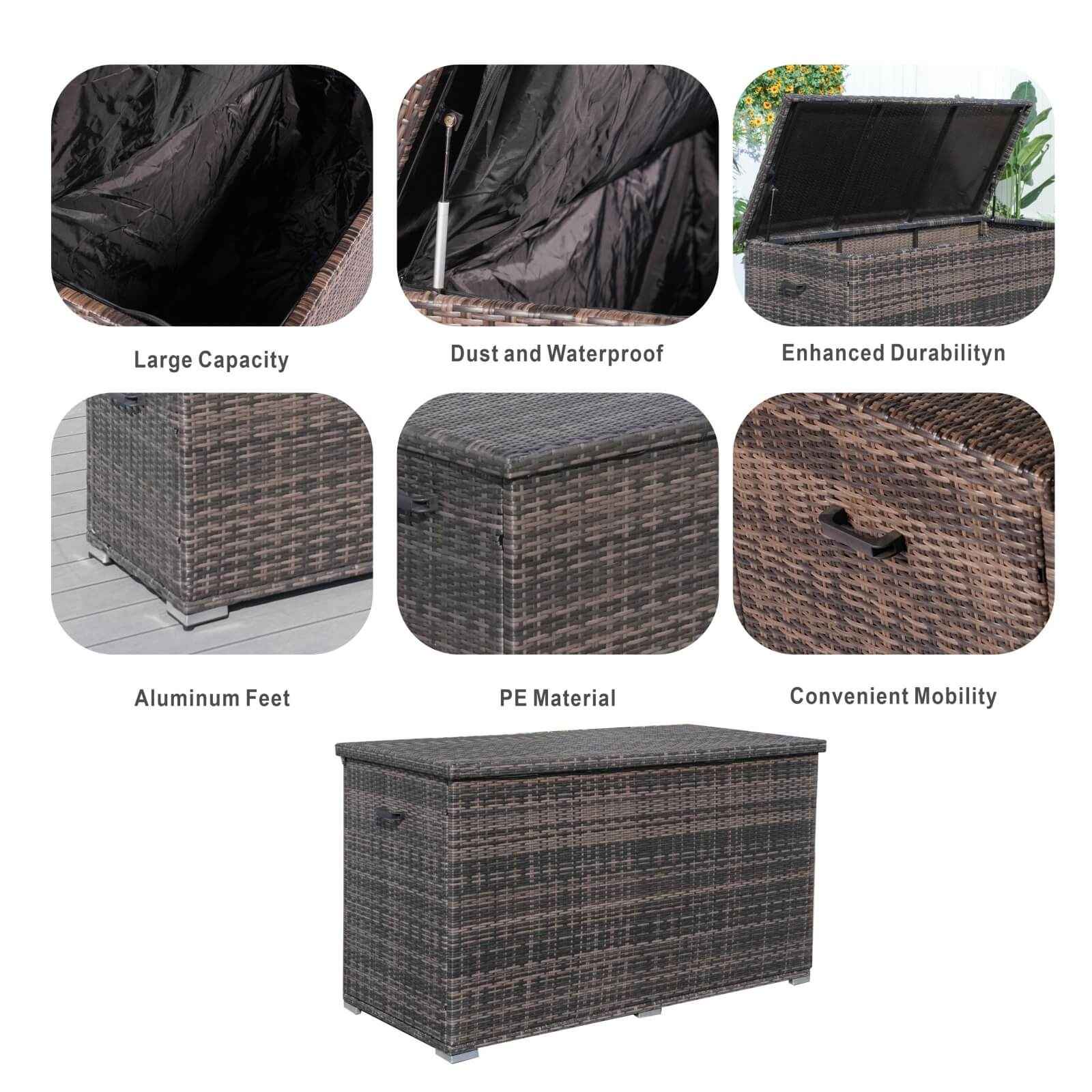 Large Outdoor Wicker Storage Box with Aluminum Frame(PA-3256B)