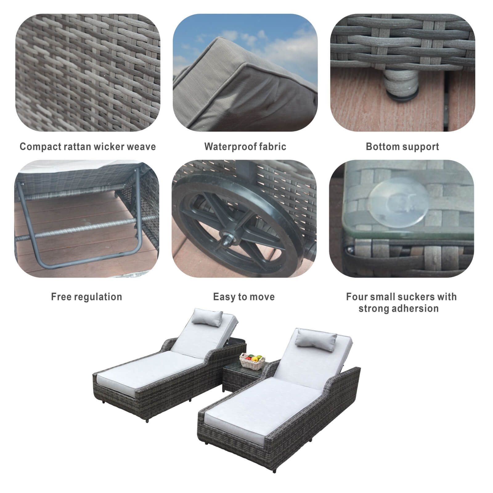 Outdoor Wicker Reclining Chaise Lounge(PAL-1127B) - Abrihome