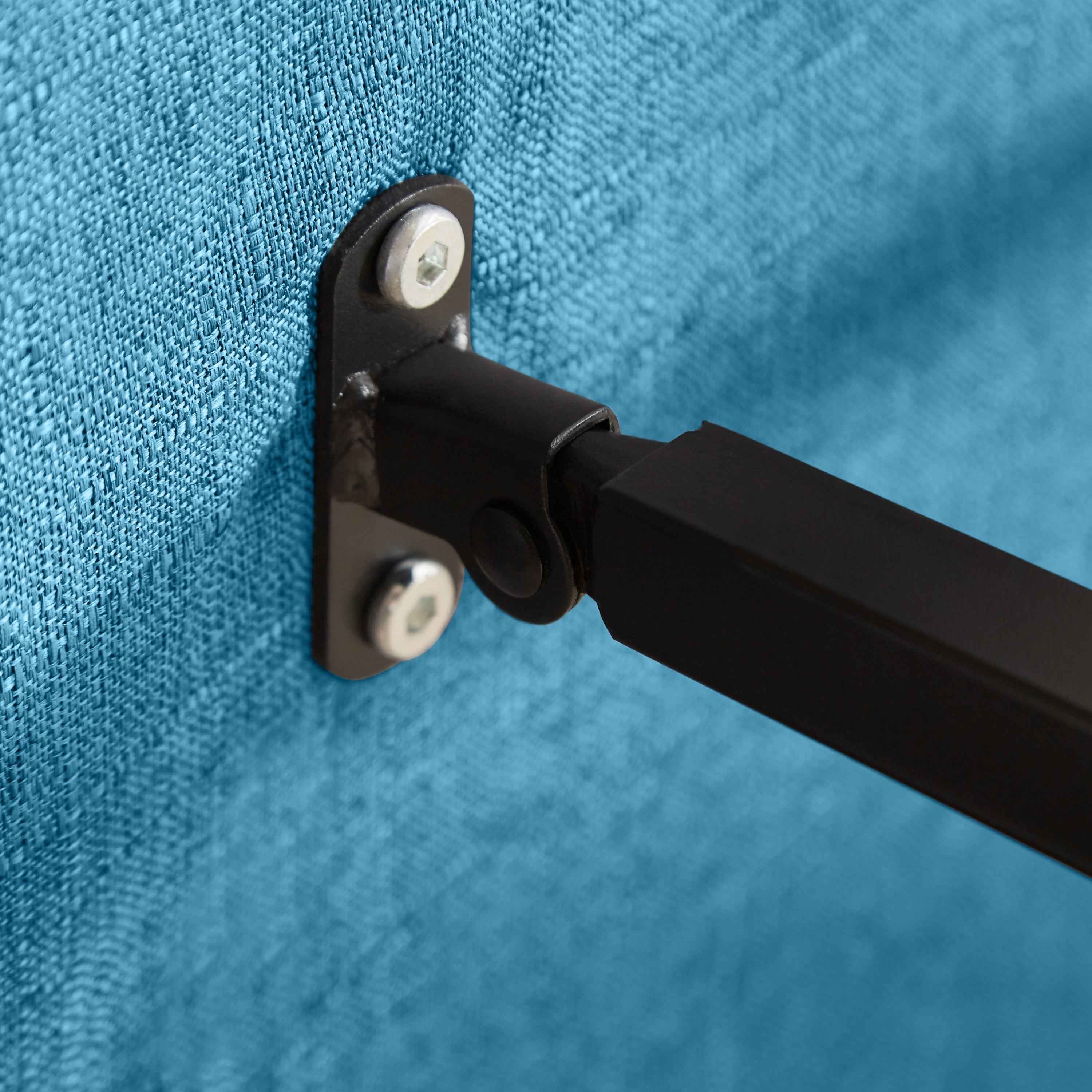 Convertible 5-in-1 Folding Chair Bed with Adjustable Backrest & Pillow in Blue Linen for Small Spaces