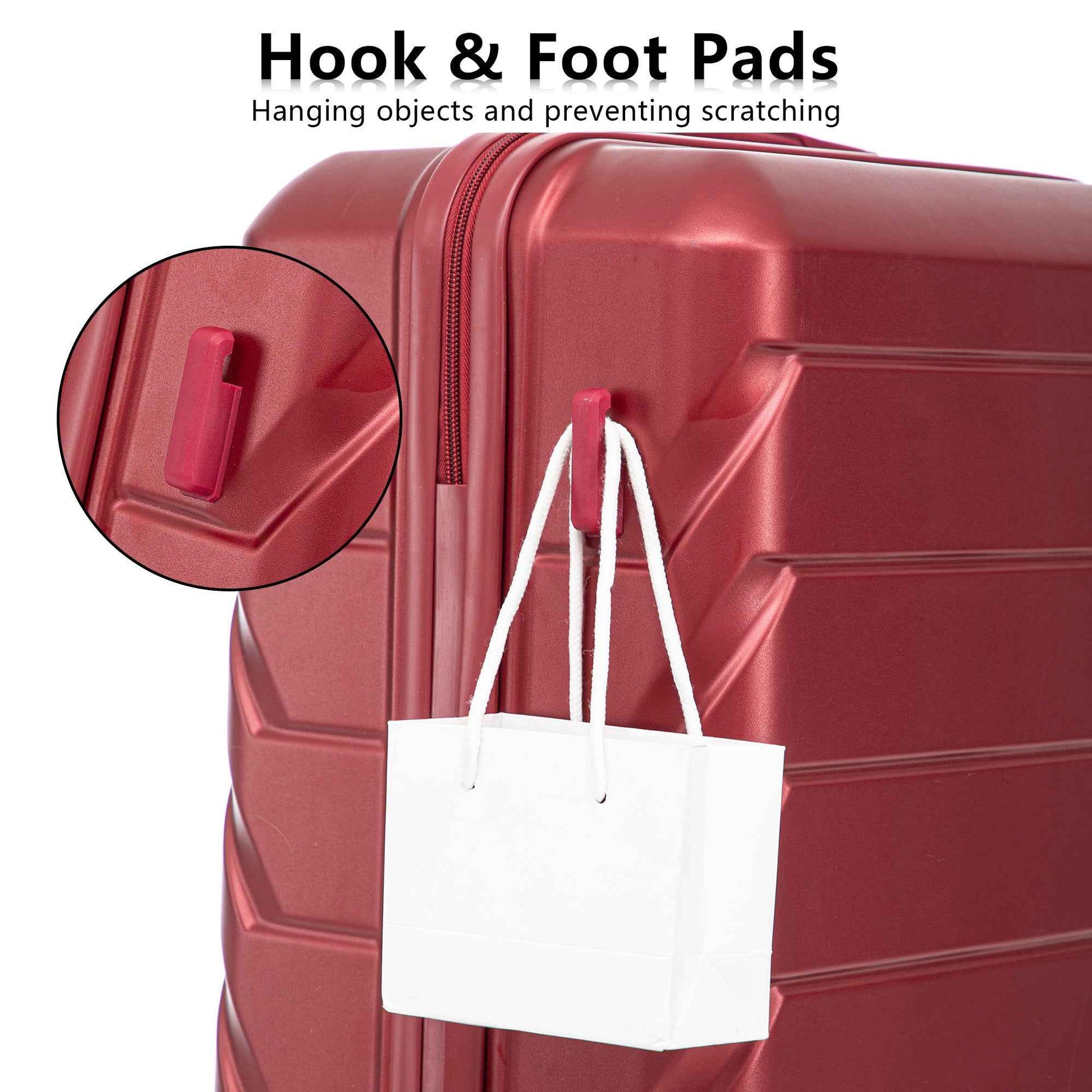 Set 3PCs 20'/24'/28' ABS Spinner Wheel Luggage, Matching Color, with Combination Lock - Wine Red