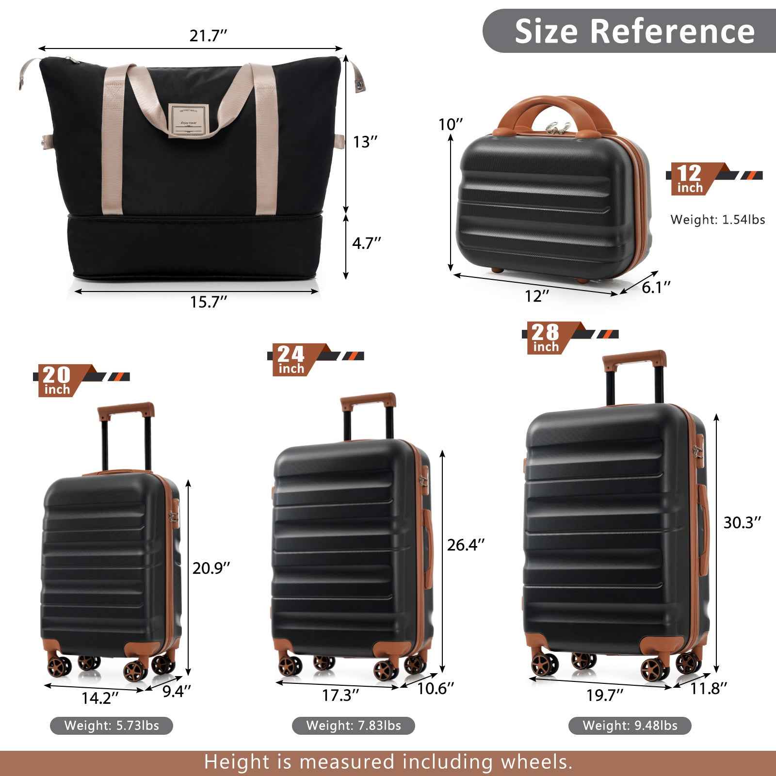 Hardshell ABS Luggage Set - Lightweight & Durable Suitcases with Dual Spinner Wheels, Carry-On & Check-In Sizes for Travel & Business