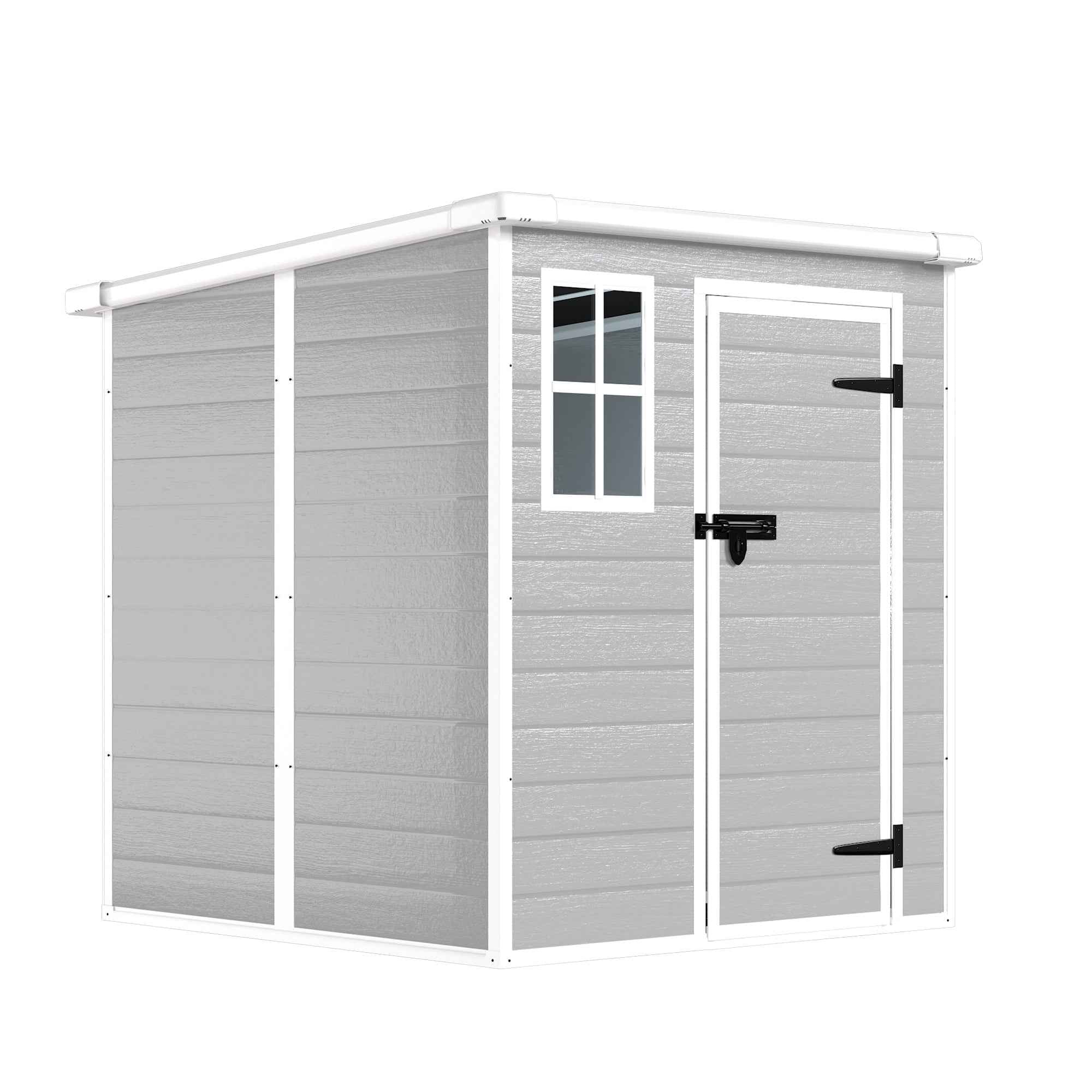 6x6 FT Storage Shed, Waterproof Resin Outdoor Storage Shed with Floor & Window &  Lockable Doors and  Vents, Tool Shed for Bike, Garden, Backyard,Lawn, All Weather Use, Light Grey