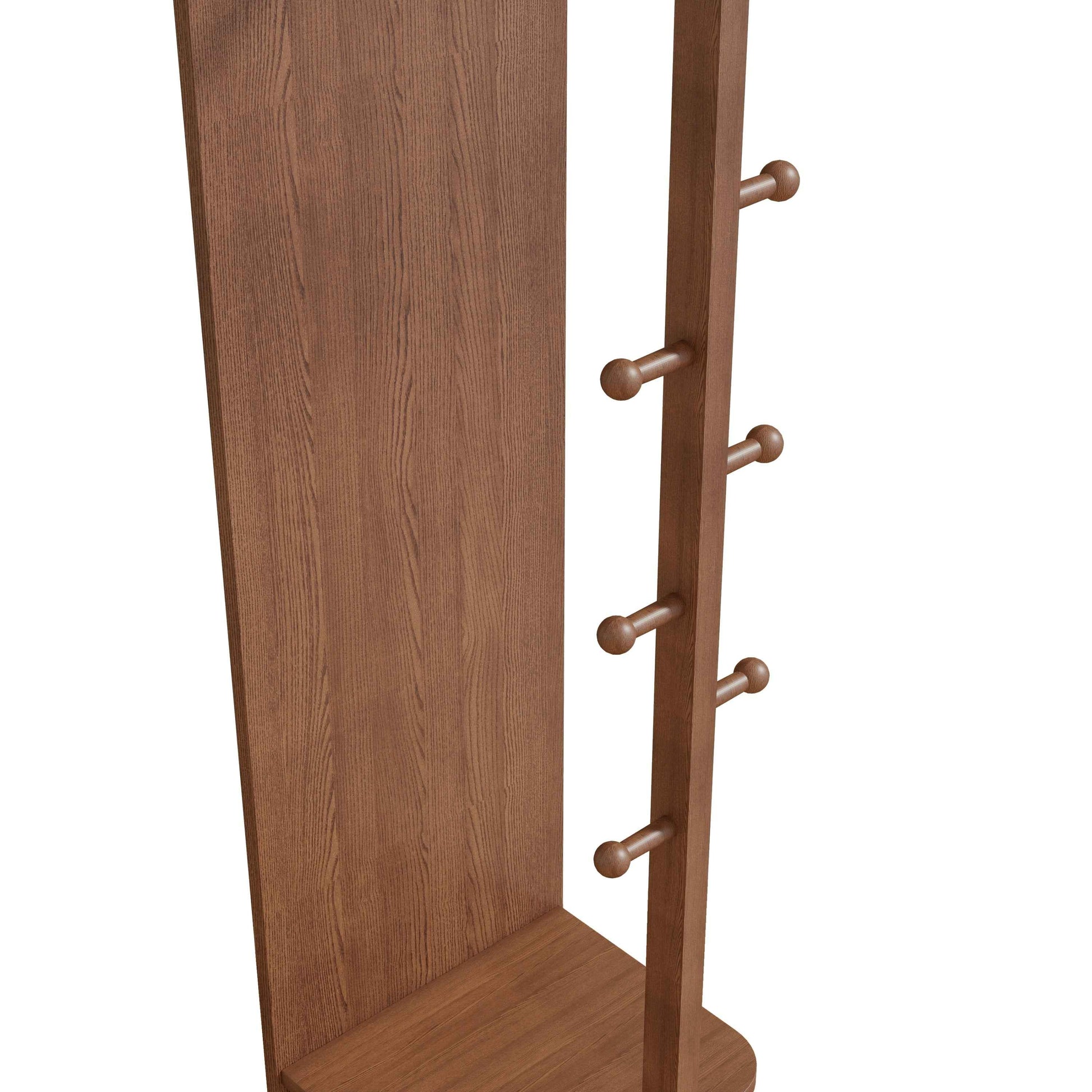 360° Rotating 69'x16' Multifunctional Full Length Mirror with Hook Storage Rack Coat Rack with Mirror Solid Wood Floor Mirror Bedroom Living Room Cloakroom Space Saving (walnut)