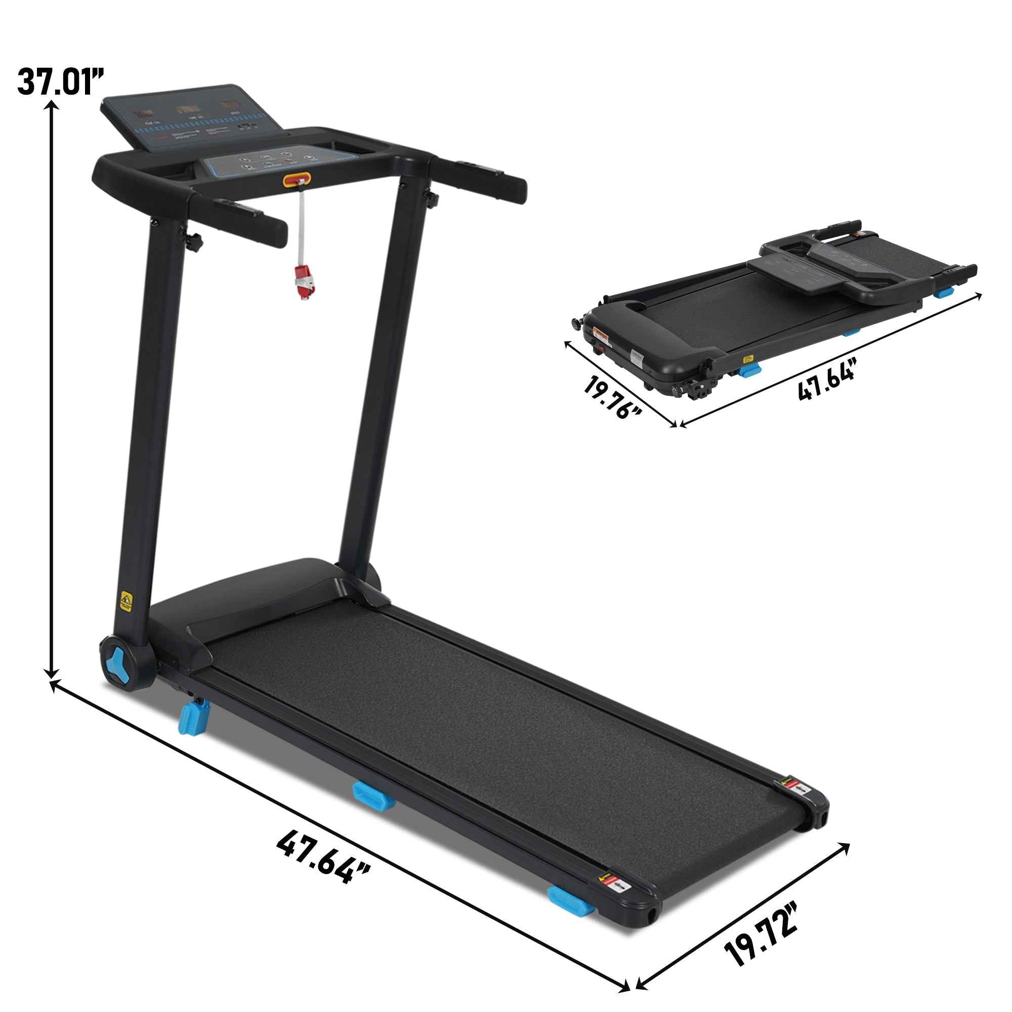 Folding Treadmills for Home Small, 3.0HP Portable Treadmill with 8% Incline,10MPH Walking Pad with Incline, 300 LBS Walking Pad Treadmills with Bluetooth, Heart Rate Sensors,Charge Station