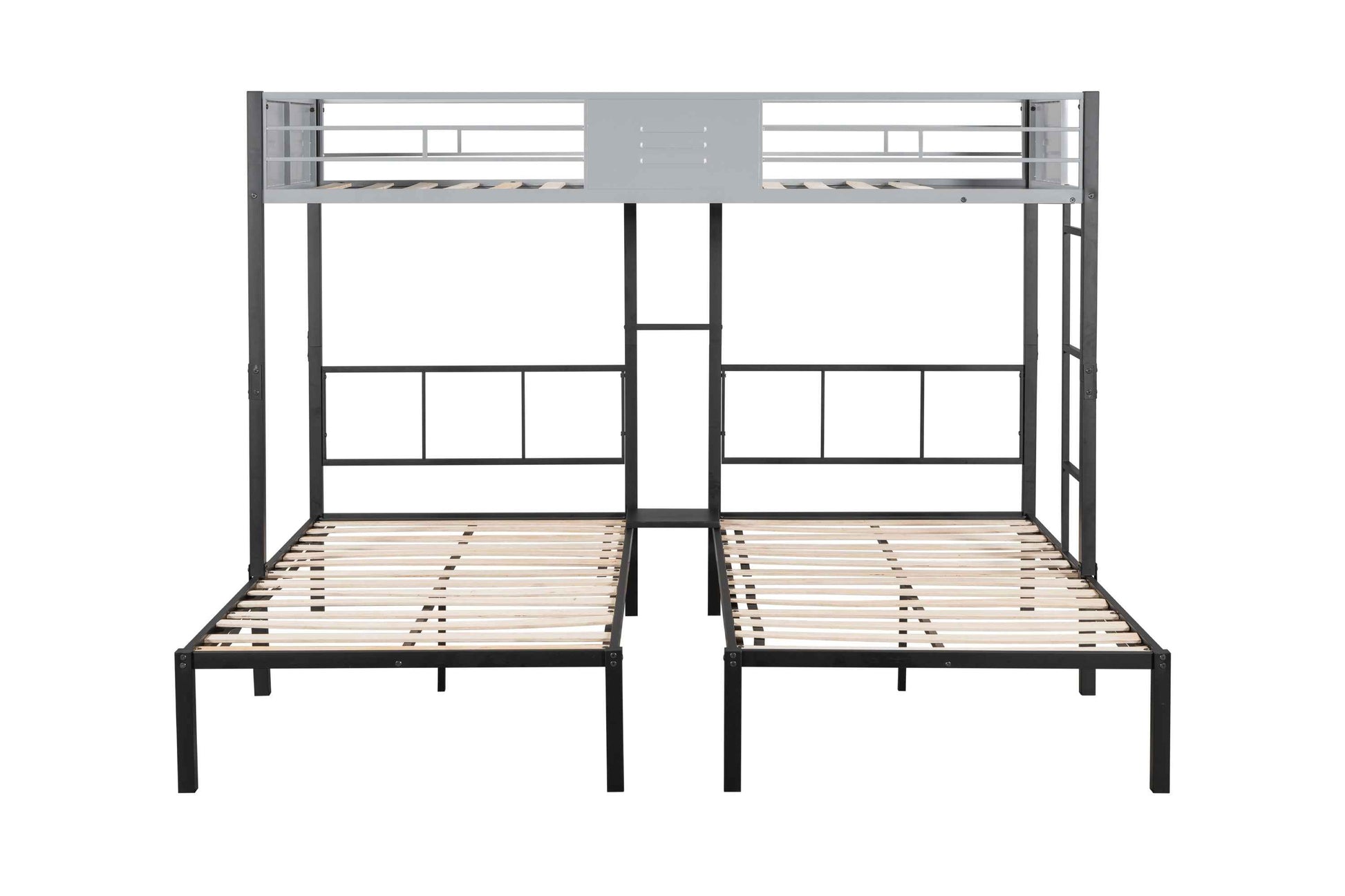 Triple Bunk Bed with Vent Board/ Sturdy Metal Frame/ Noise-Free Wood Slats/ Separatable into three beds/ No Box Spring Needed