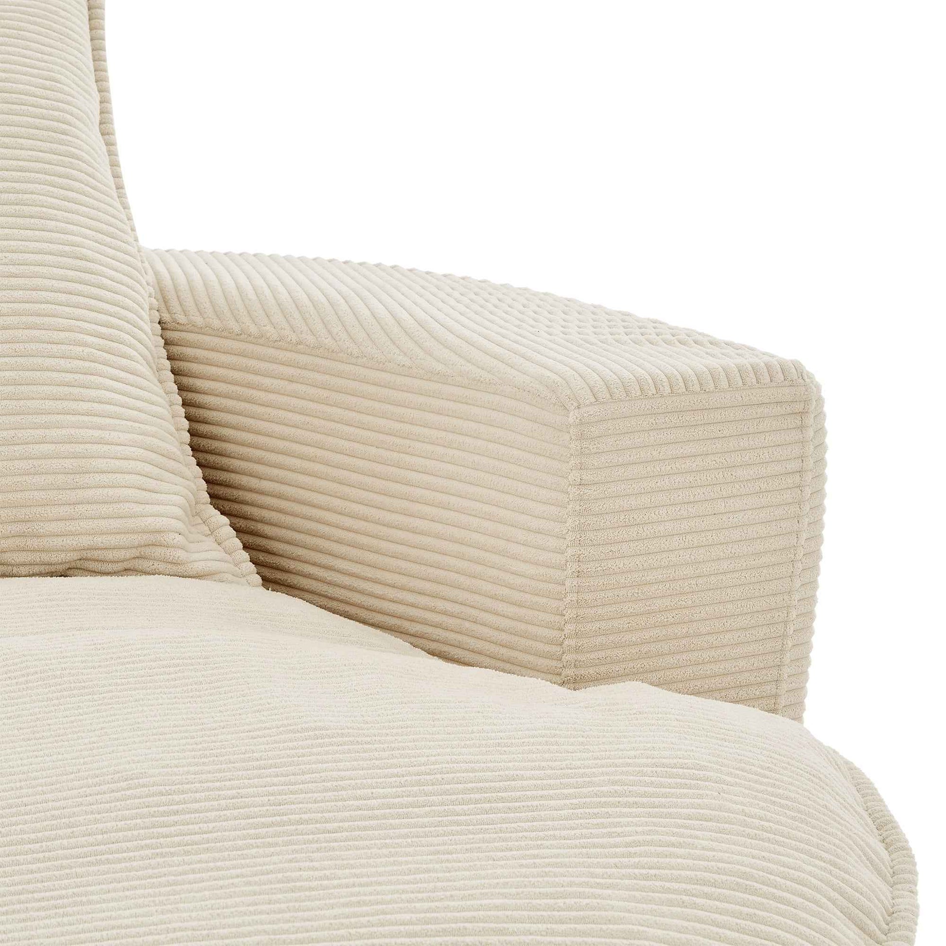Accent Barrel Chair 360° Swivel Sofa Chair with Dual-layer Cushion and 3 Removable Pillows, Beige Corduroy, 57.5'