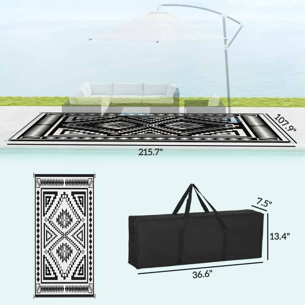 Outdoor Rug,Reversible Outdoor Rug, Waterproof Plastic Straw with Carry Bag