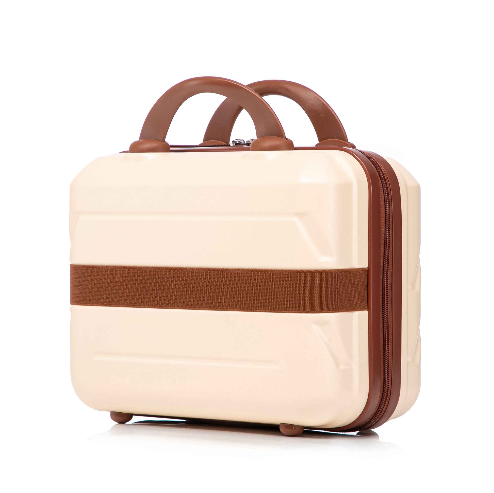 14'/20' 2 pcs/set in ABS Spinner Wheel Luggage, with Combination Lock,14' Cosmetic Case (Beige)
