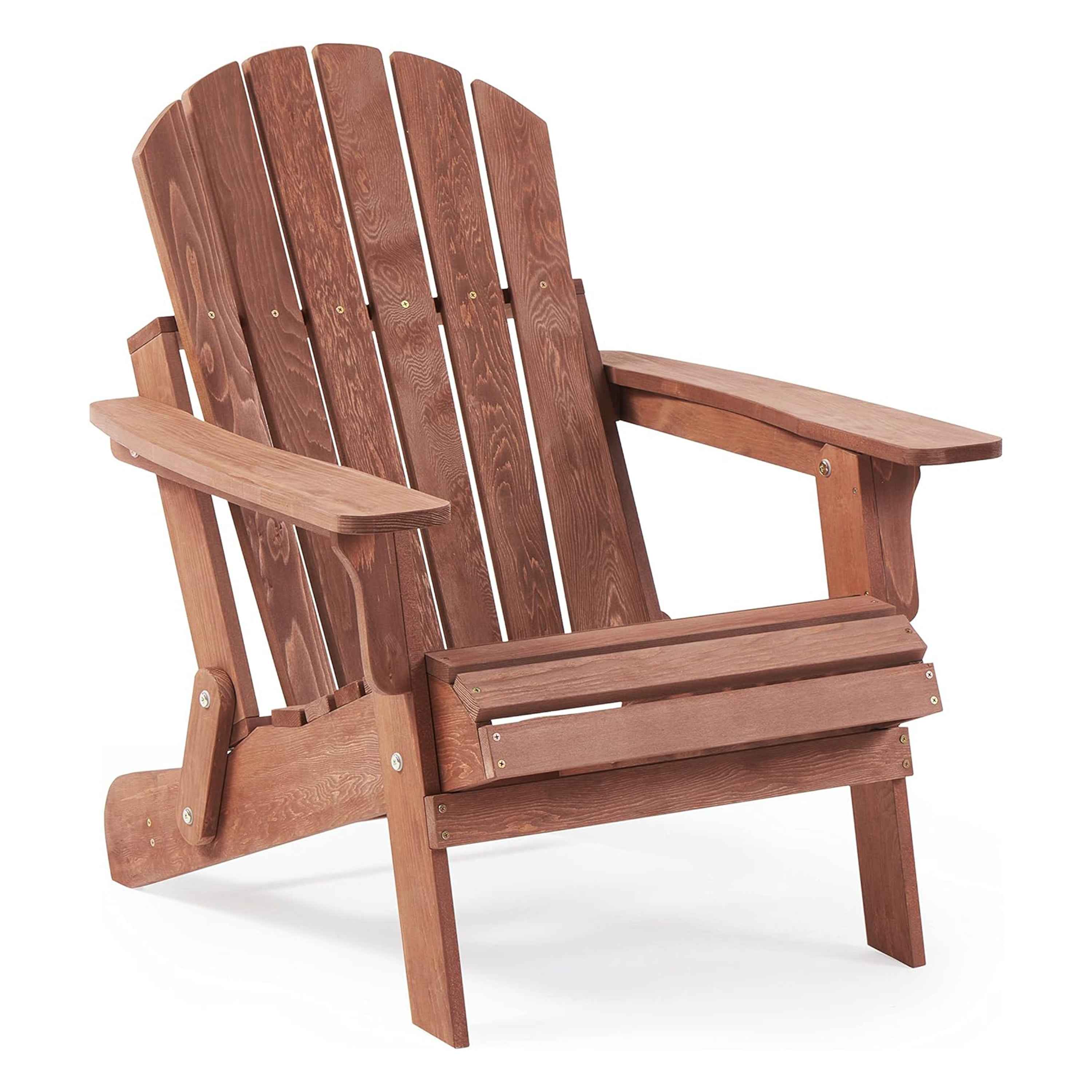 Oversize Wooden Outdoor Folding Adirondack Chair with Pre-Assembled BackRest & SeatBoard, Wood Patio Chair for Garden Backyard Porch Pool Deck Firepit
