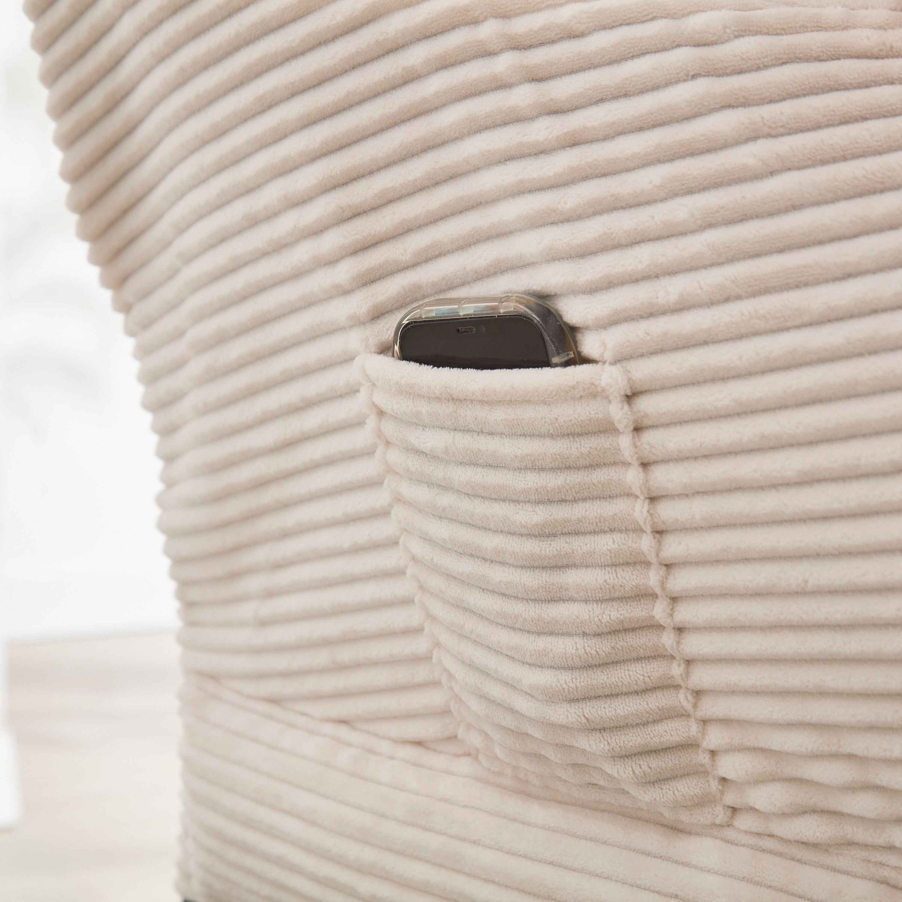 Lazy Chair with Ottoman, Modern Lounge Accent Chair with Armrests and a Side Pocket, Leisure Upholstered Sofa Chair Reading Chair with Footrest for Small Space, Corner Chair-White