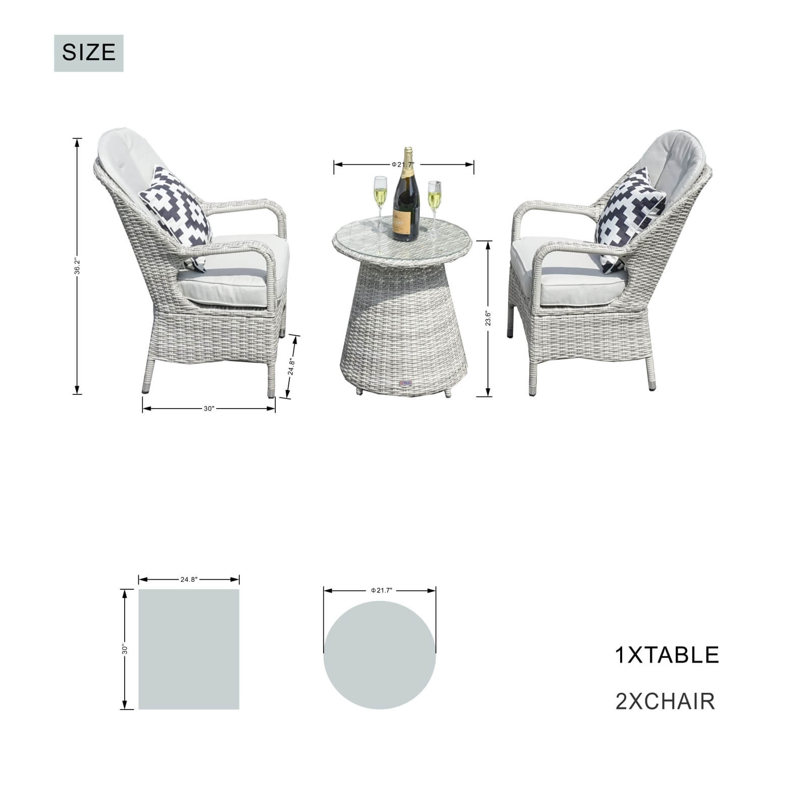 Modern Bistro Seating Set (PAD-1708) - Abrihome