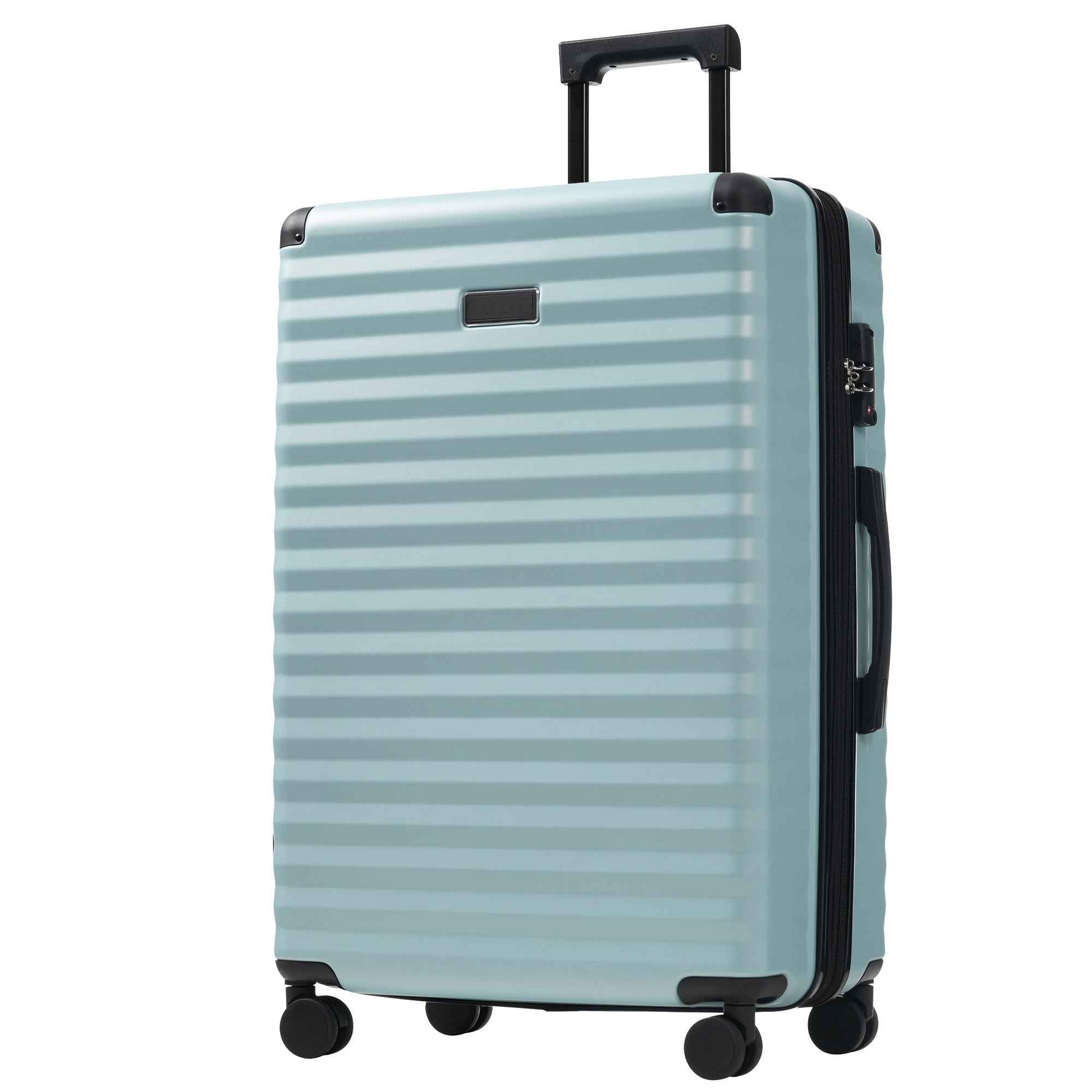 Luggage Sets 5 Piece with Front Opening , Hardside Expandable Carry on Suitcase with Spinner Wheels TSA Lock USB Port  Cup Holder Duffel Bag and Toiletry Bag