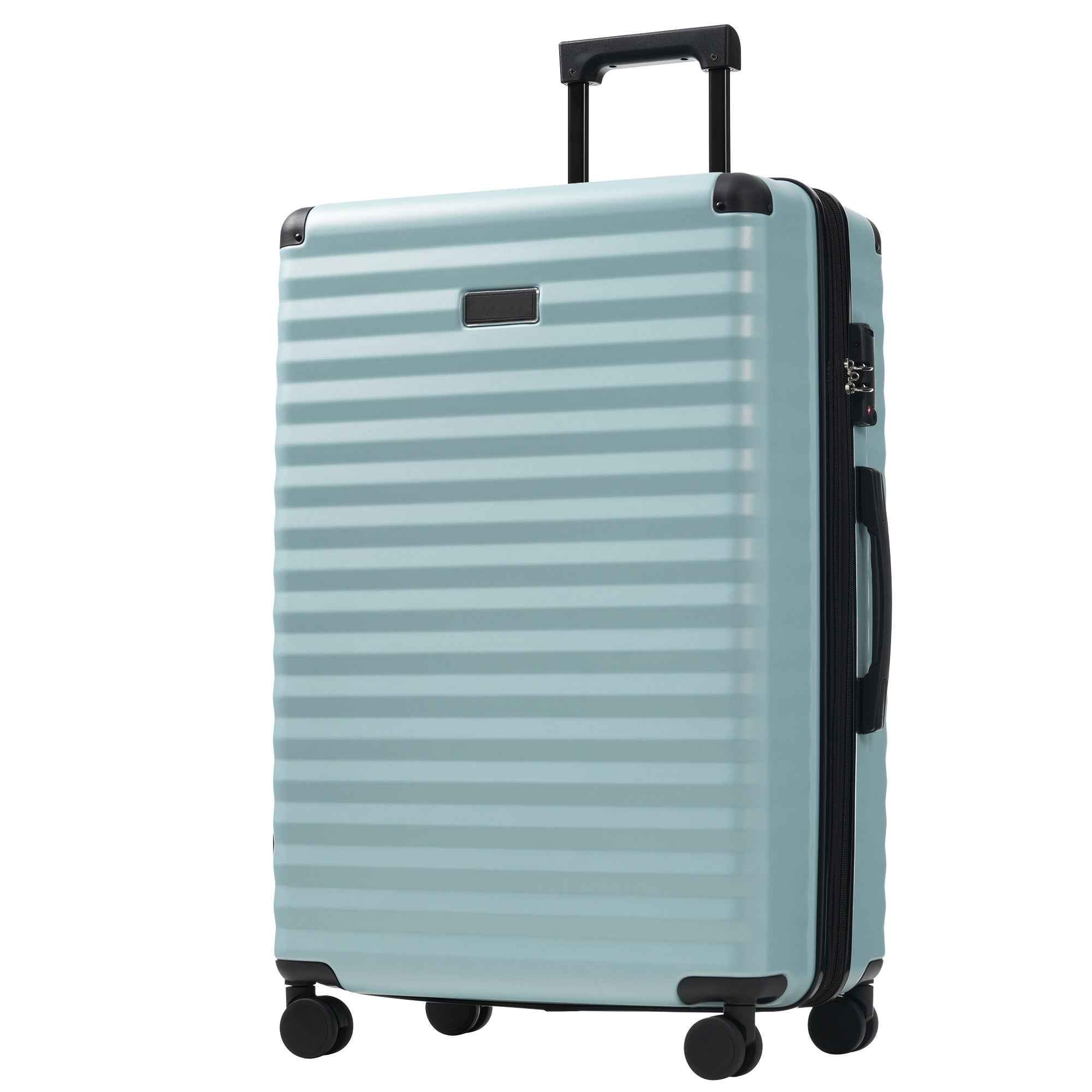 Luggage Sets 5 Piece with Front Opening , Hardside Expandable Carry on Suitcase with Spinner Wheels TSA Lock USB Port  Cup Holder Duffel Bag and Toiletry Bag