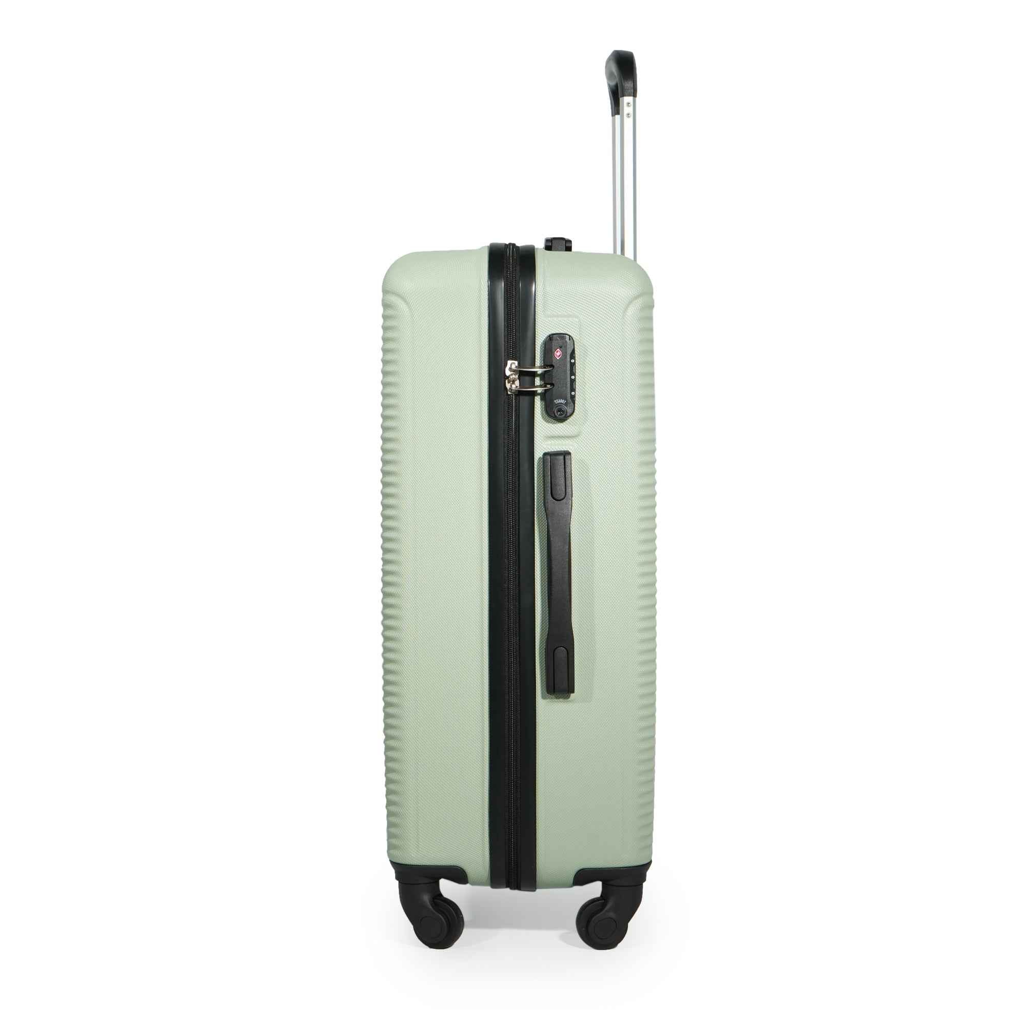 7-Piece Luggage Set ABS Lightweight & Durable Suitcase with Spinner Wheels, TSA Lock, (20/24/28), Green