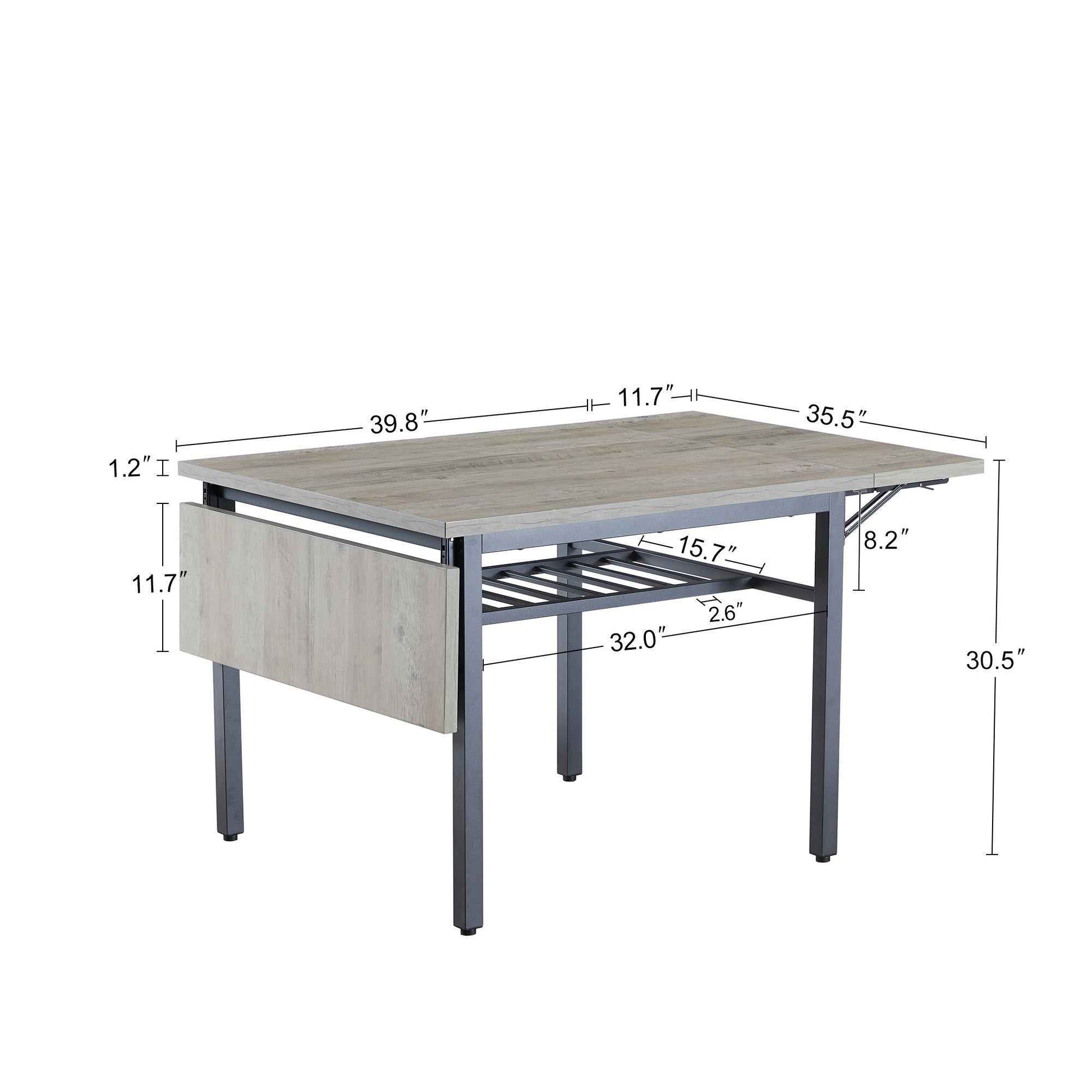 Folding Dining Table, 1.2 inches thick table top, for Dining Room, Living Room, Grey, 63.2'' L x 35.5'' W x 30.5'' H.