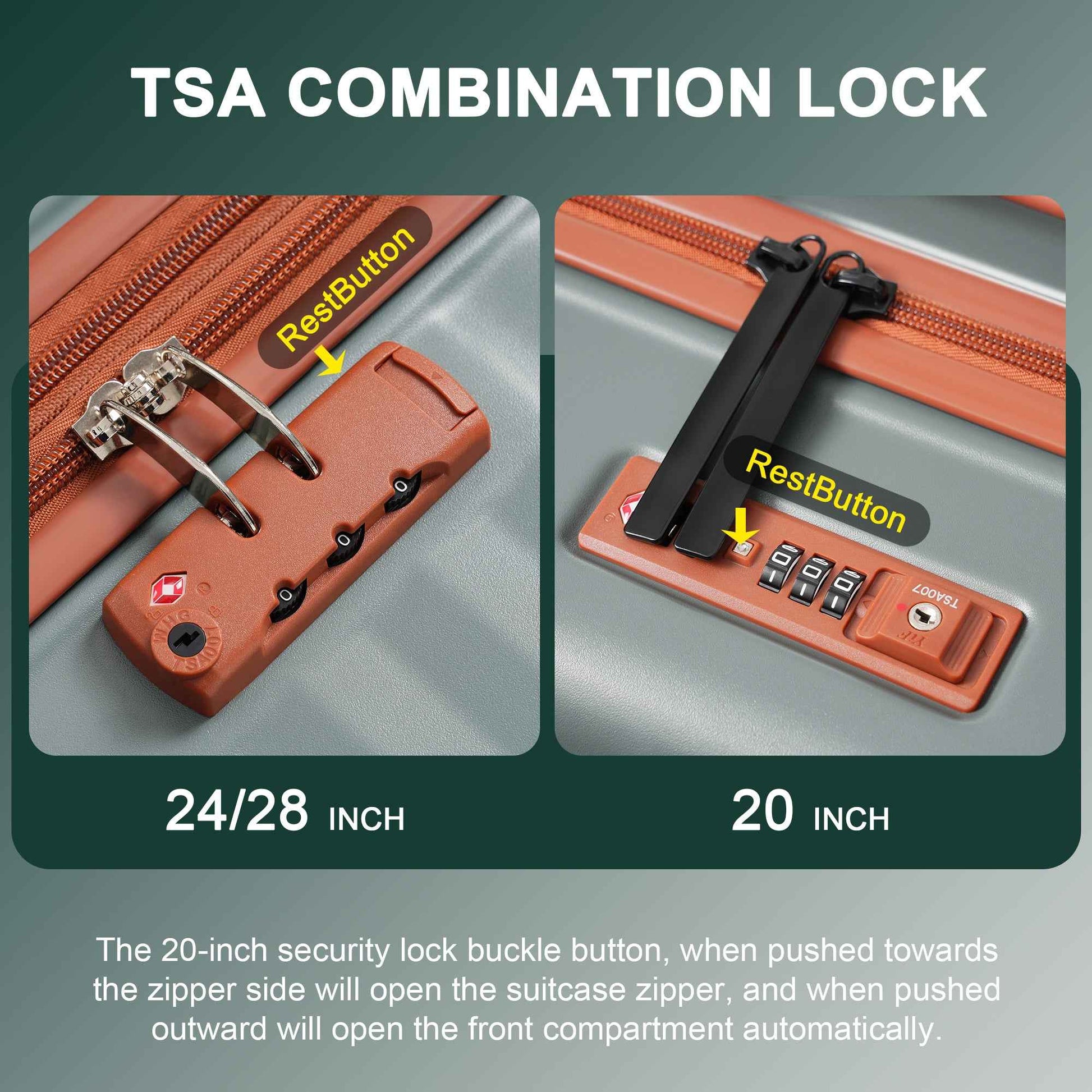 Luggage Sets 5 Piece with Front Opening , Hardside Expandable Carry on Suitcase with Spinner Wheels TSA Lock USB Port  Cup Holder Duffel Bag and Toiletry Bag