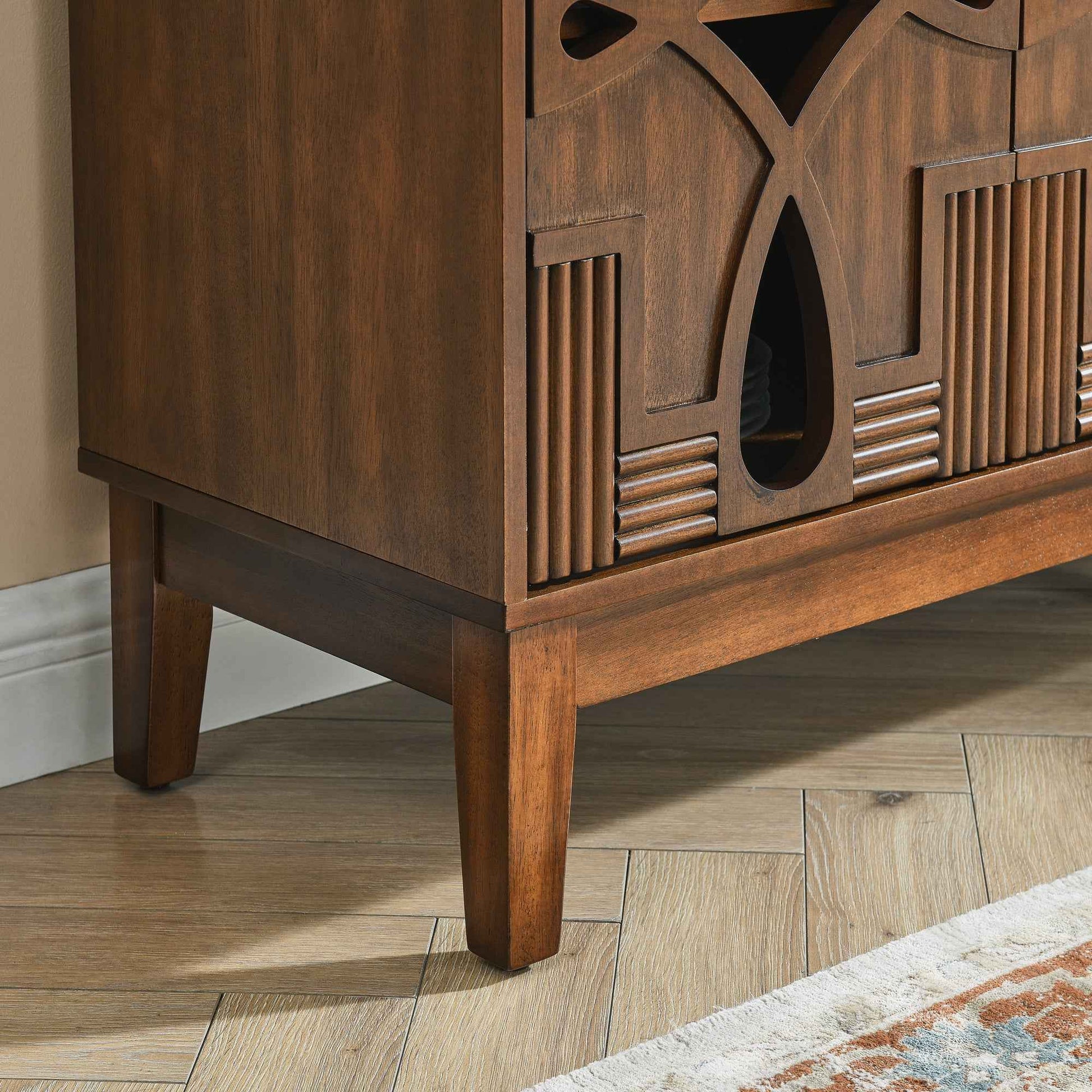 60.5' Mid Century Modern Sideboard Buffet Cabinet with Storage, TV Media Console Table, Storage Cabinet with 4 Doors & Adjustable Shelves for Kitchen Dining Living Room Entryway, Walnut