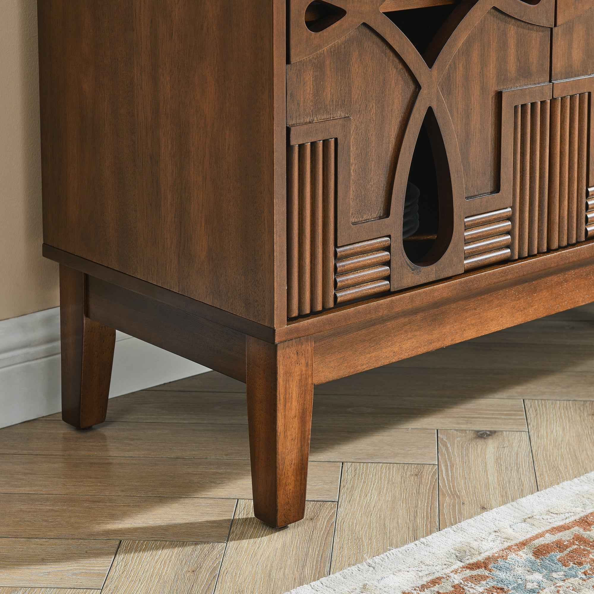 60.5' Mid Century Modern Sideboard Buffet Cabinet with Storage, TV Media Console Table, Storage Cabinet with 4 Doors & Adjustable Shelves for Kitchen Dining Living Room Entryway, Walnut