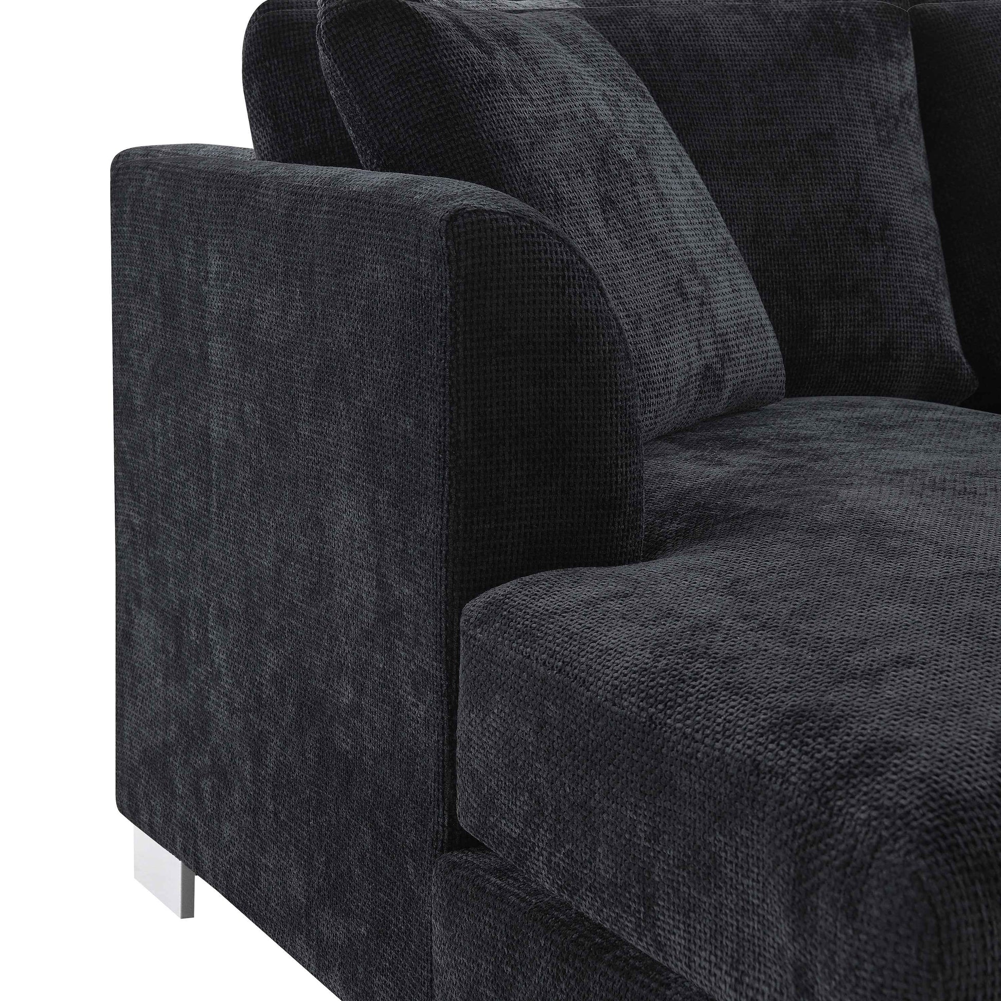 Modern Cloud L-Shaped Sectional Sofa with Chaise, Chenille Fabric, 3 Colors, 96*56 inches