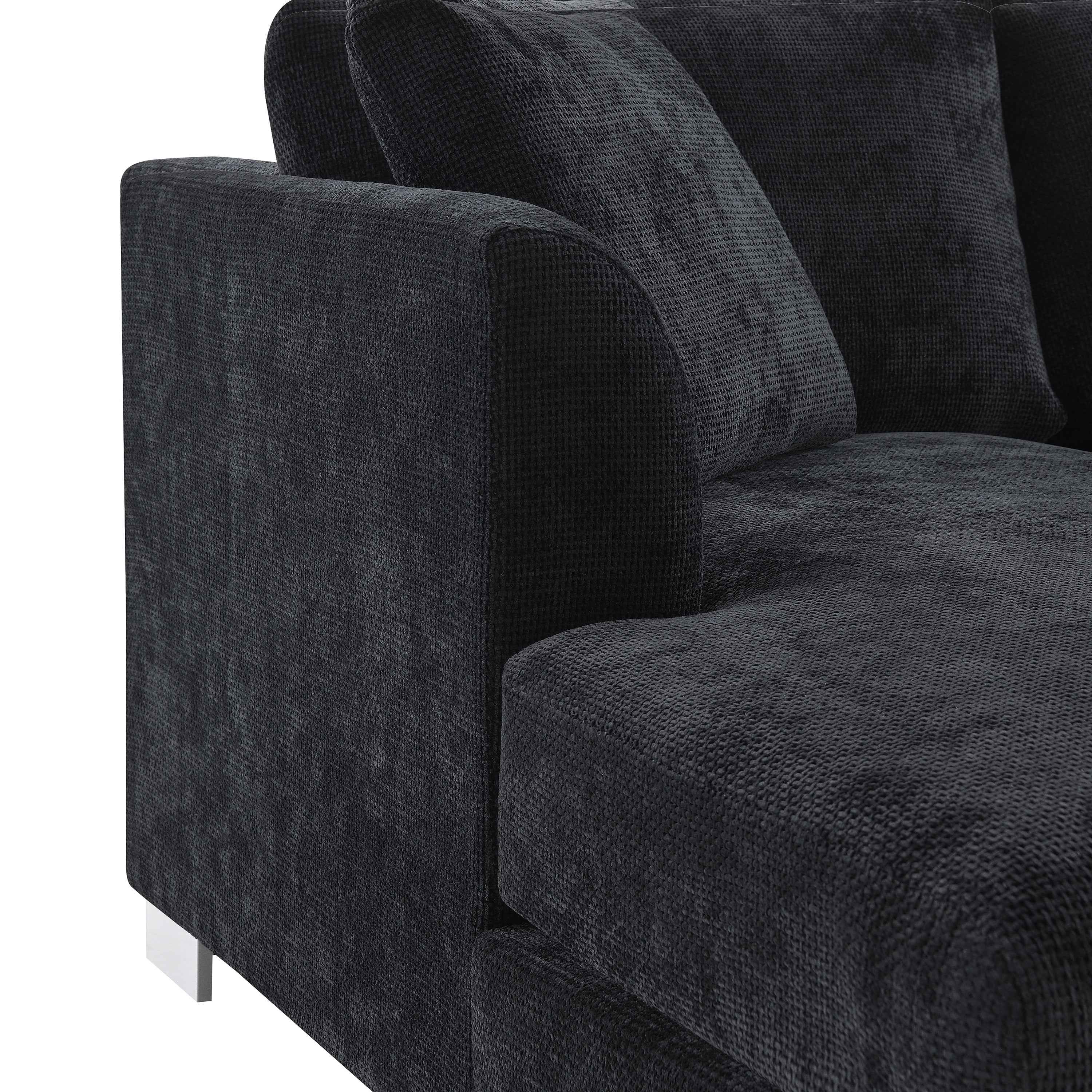 Modern Cloud L-Shaped Sectional Sofa with Chaise, Chenille Fabric, 3 Colors, 96*56 inches