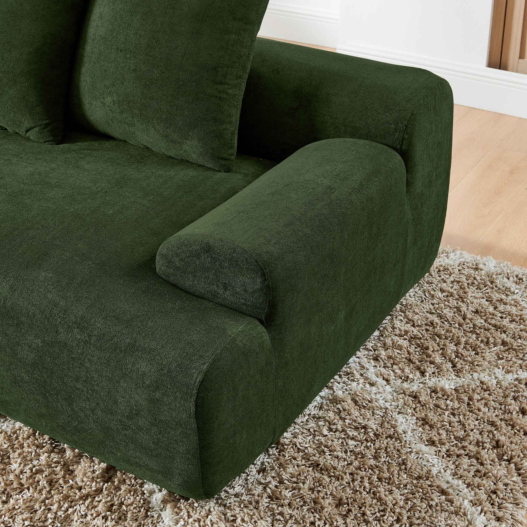 110.25x67'' Modern Upholstered L-Shape Sectional Sofa Couch, Modular Compressed Sofa with Free Combination for Living Room Bedroom, Melange Velvet, Green