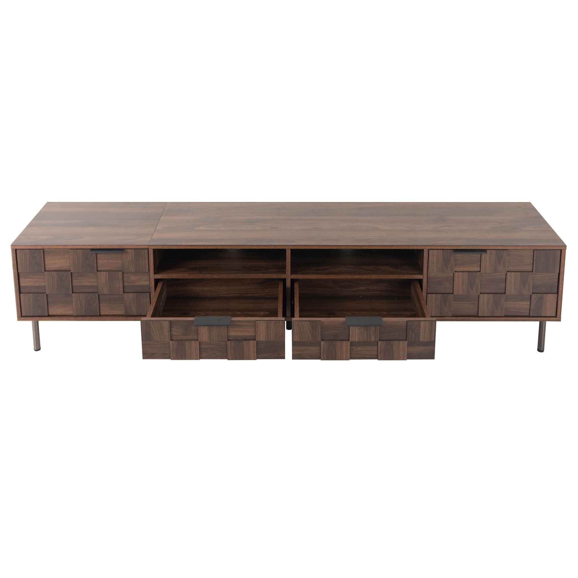 Mid Century TV Stand with 2 Drawers in Dark Brown, Media Console Table for TVs up to 85'', Made of Particle Board and MDF, 78.7'' x 15.7'' x 17.7''
