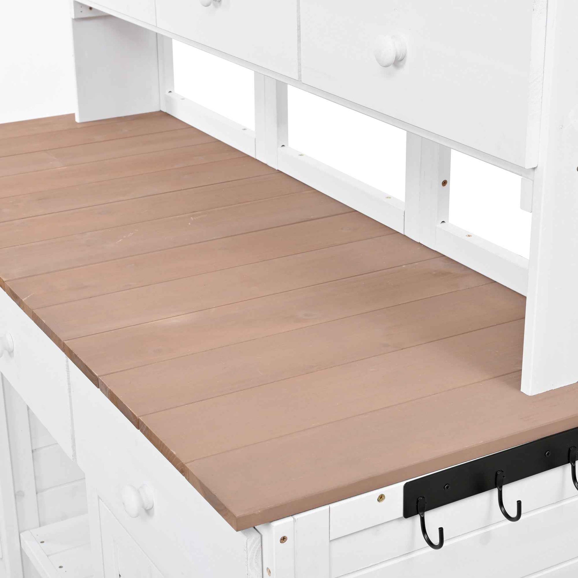 [Assembly Video Provided] TOPMAX 65.7'' H Tall Garden Potting Bench Table with Hutch,Patio Storage Workstation with 3 Shelves,6 Drawers,2 Bottom Cabinets&Side Hooks for Mudroom,Doorway, White