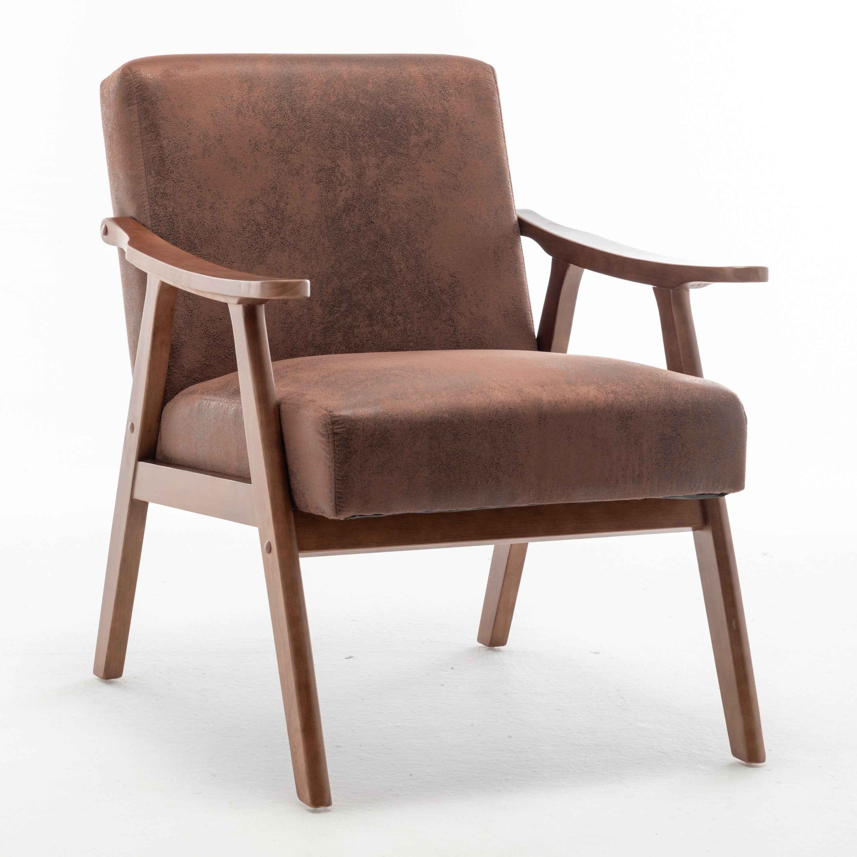 Mid-Century Modern Wingback Accent Chair with Solid Wood Frame and Extra-Thick Backrest – Lounge Chair for Living Room, Bedroom, or Reading Room