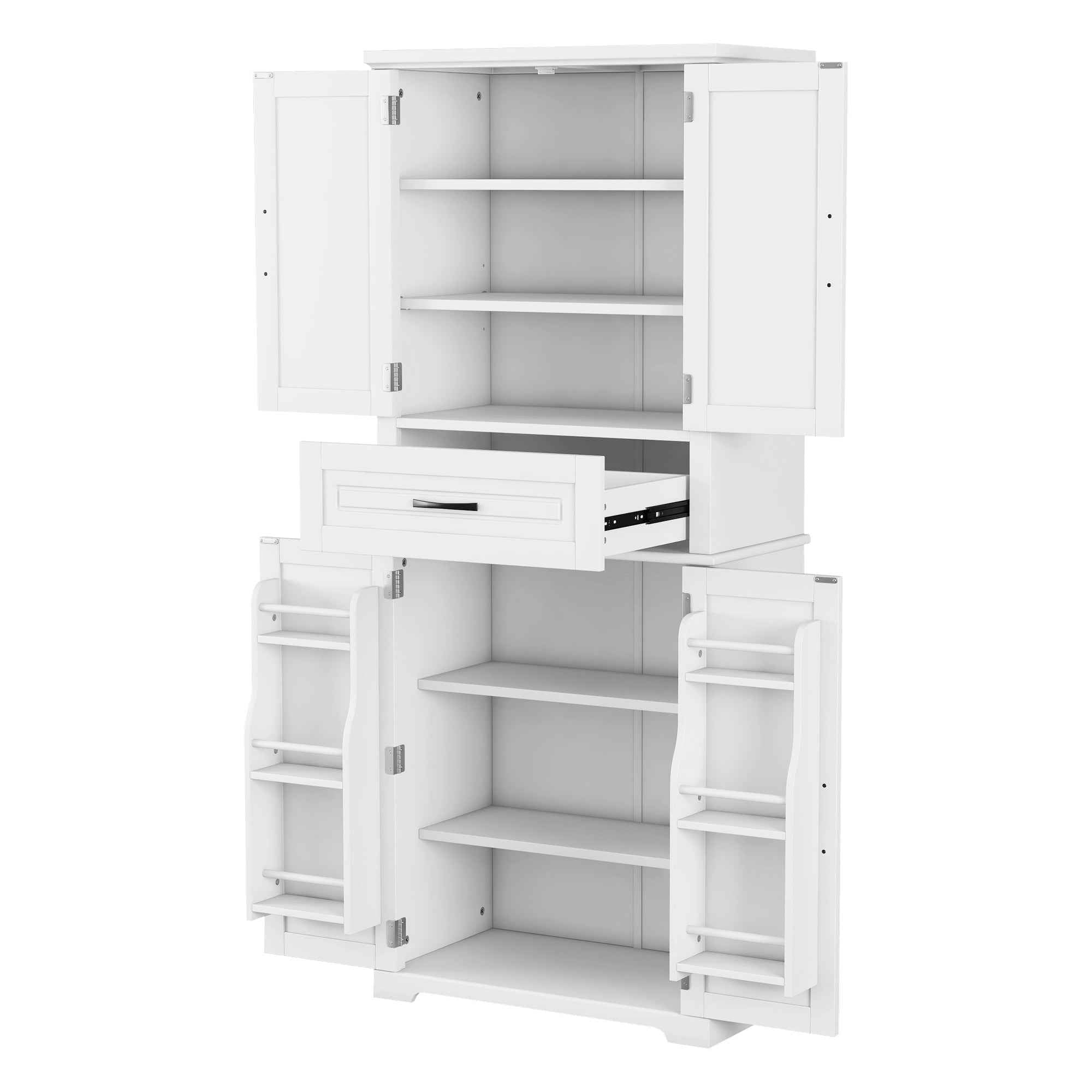 Bathroom Storage Cabinet with Multi-Functional Storage Space, Drawer with Slide Rails, Adjustable Shelf, White MDF