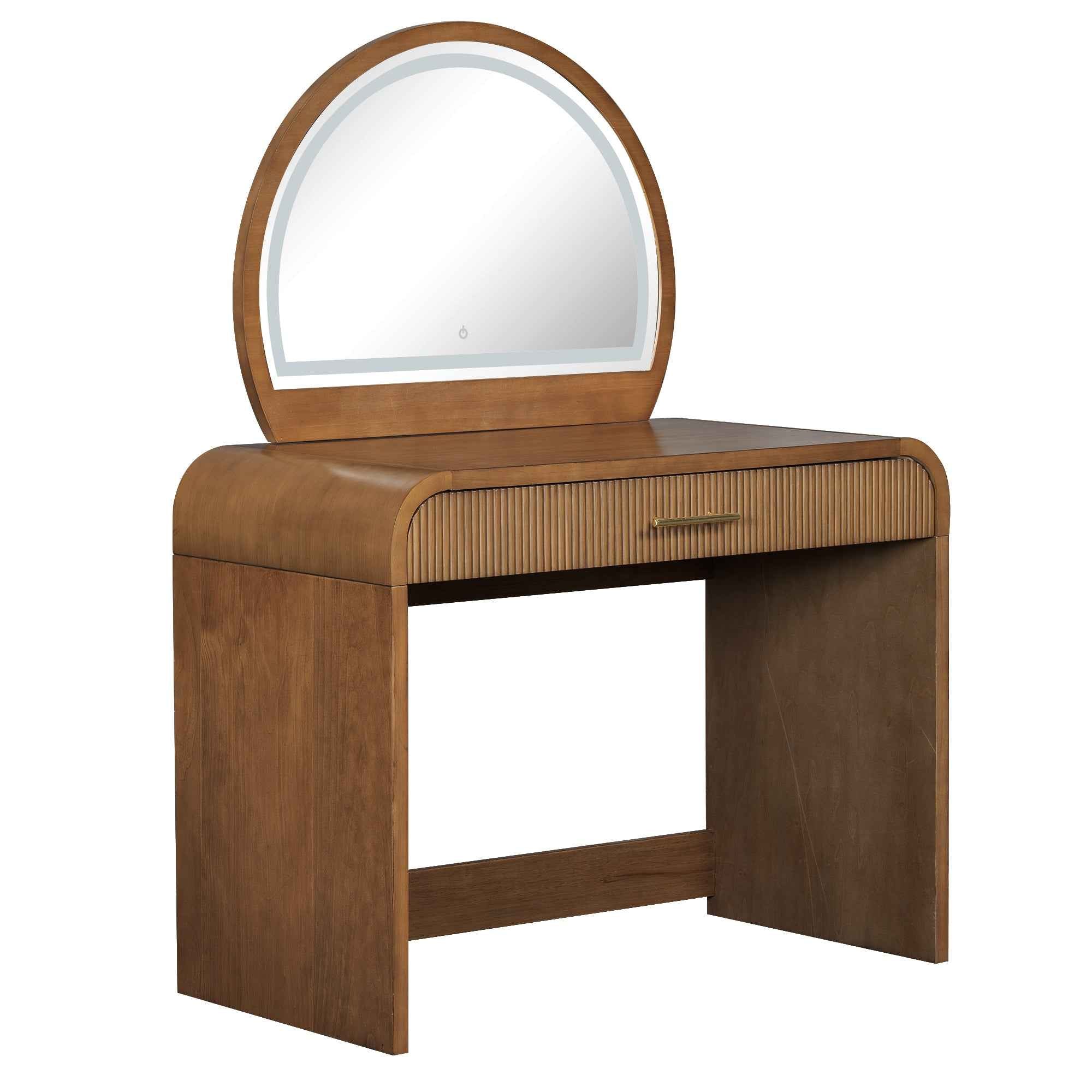 39' Makeup Vanity Table with Mirror Touch Screen Lighted Mirror, Dressing Table with Drawer for Bedroom, Espresso