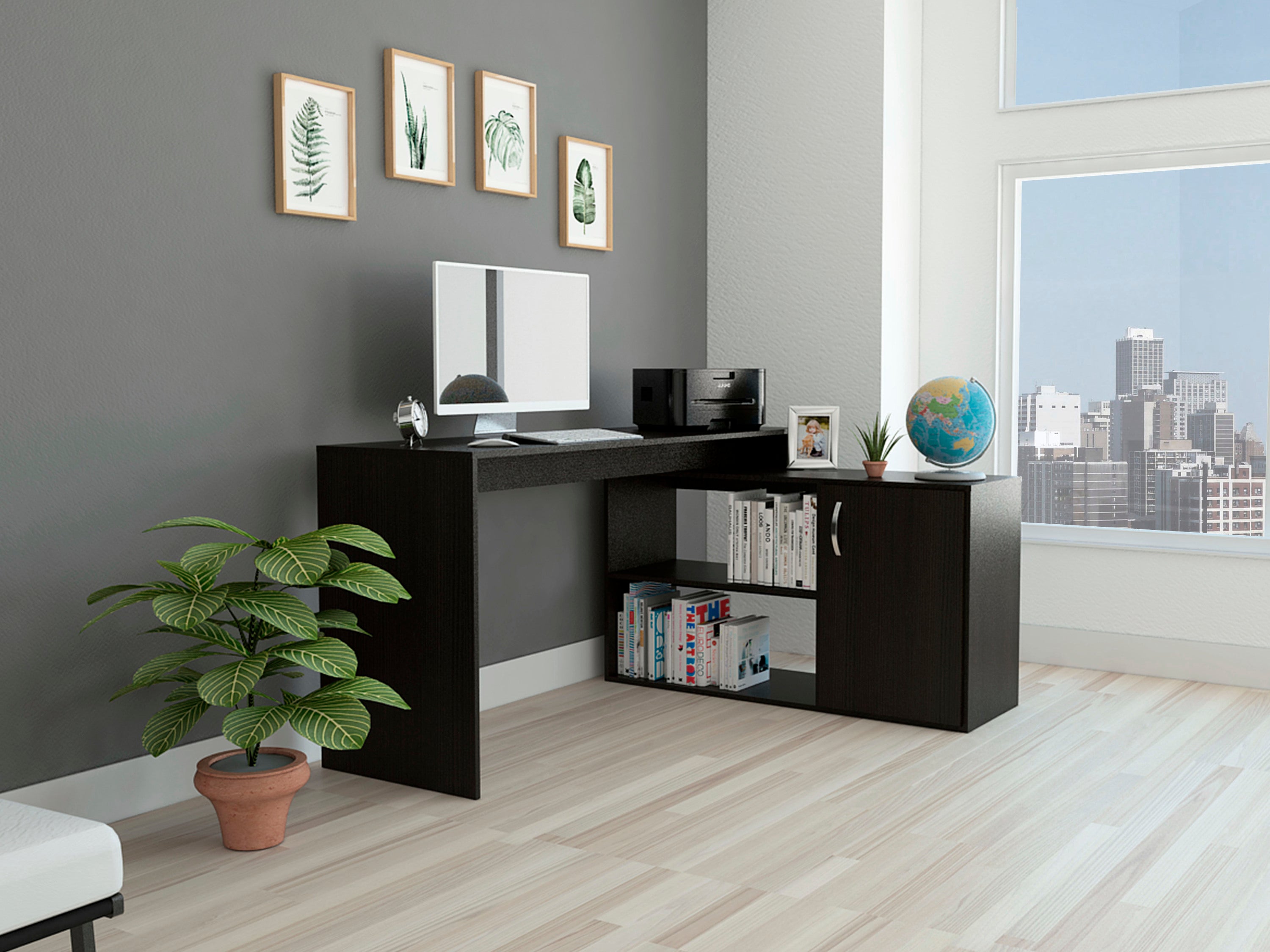 L-Shaped Desk Desti, Office, Black