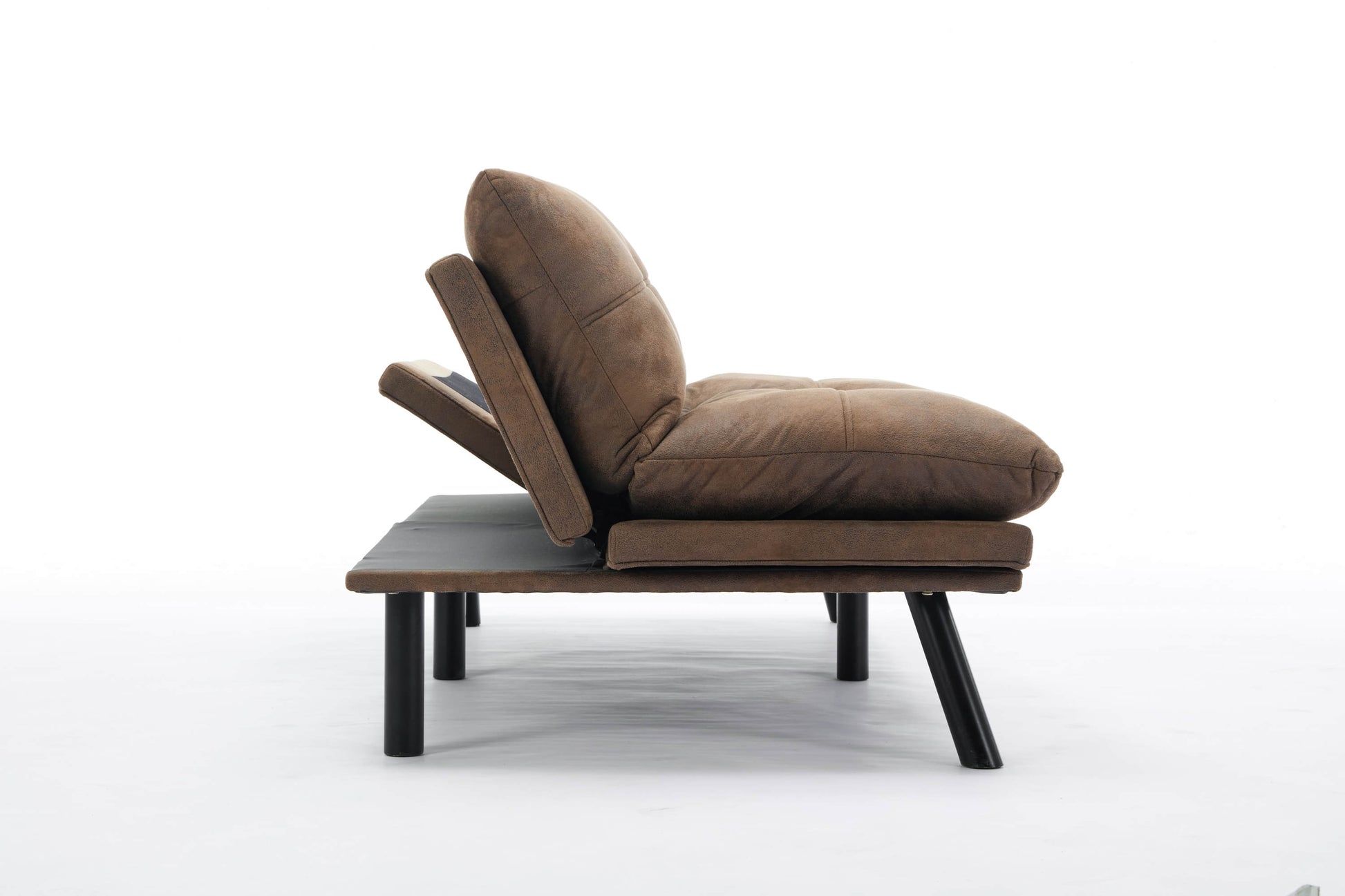 Leatehr Feeling Brown Convertible Folding Modern sofa Bed - Abrihome