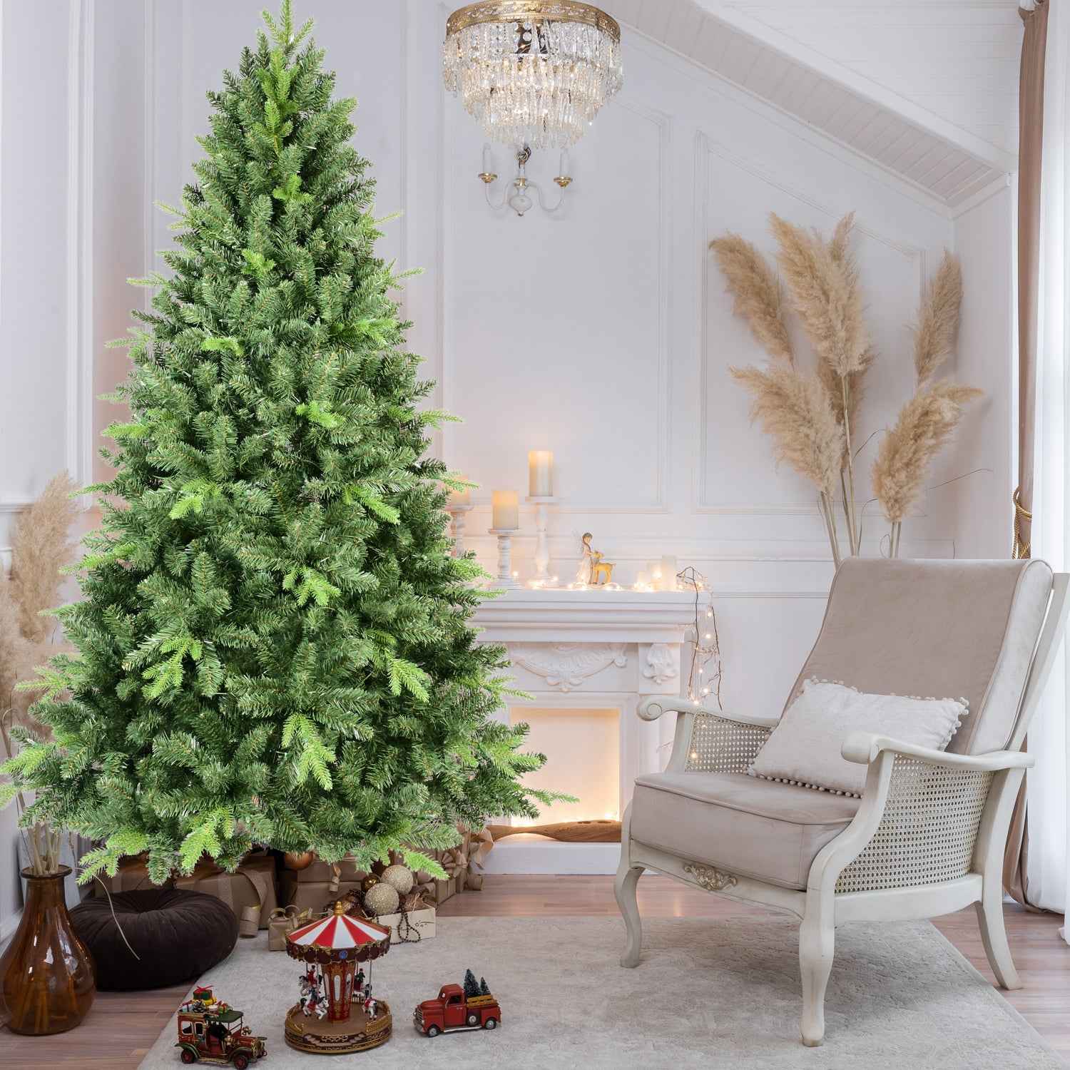 4FT Classic Christmas Tree with 636 PE+PVC Tips – Realistic Hinged Branches, Easy Assembly, Stable Metal Stand, Full Natural Look for Holiday Decorating