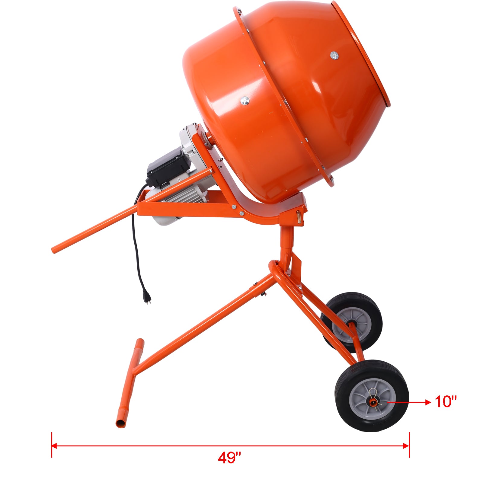 370W Portable Electric Concrete Mixer Cement Mixing Barrow Machine Mixing Mortar Handle with Wheel (4.6 cu/ft.)