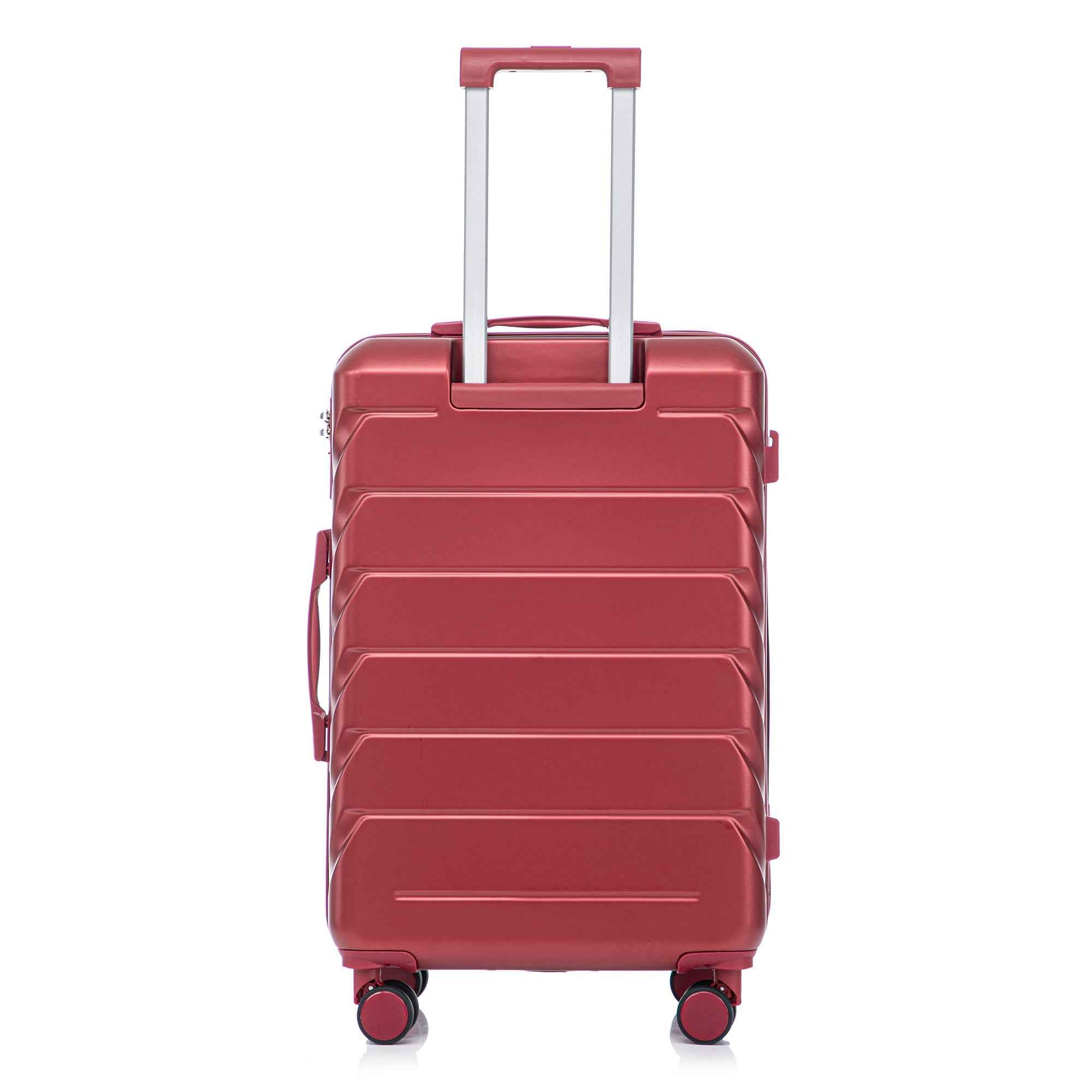 Set 3PCs 20'/24'/28' ABS Spinner Wheel Luggage, Matching Color, with Combination Lock - Wine Red
