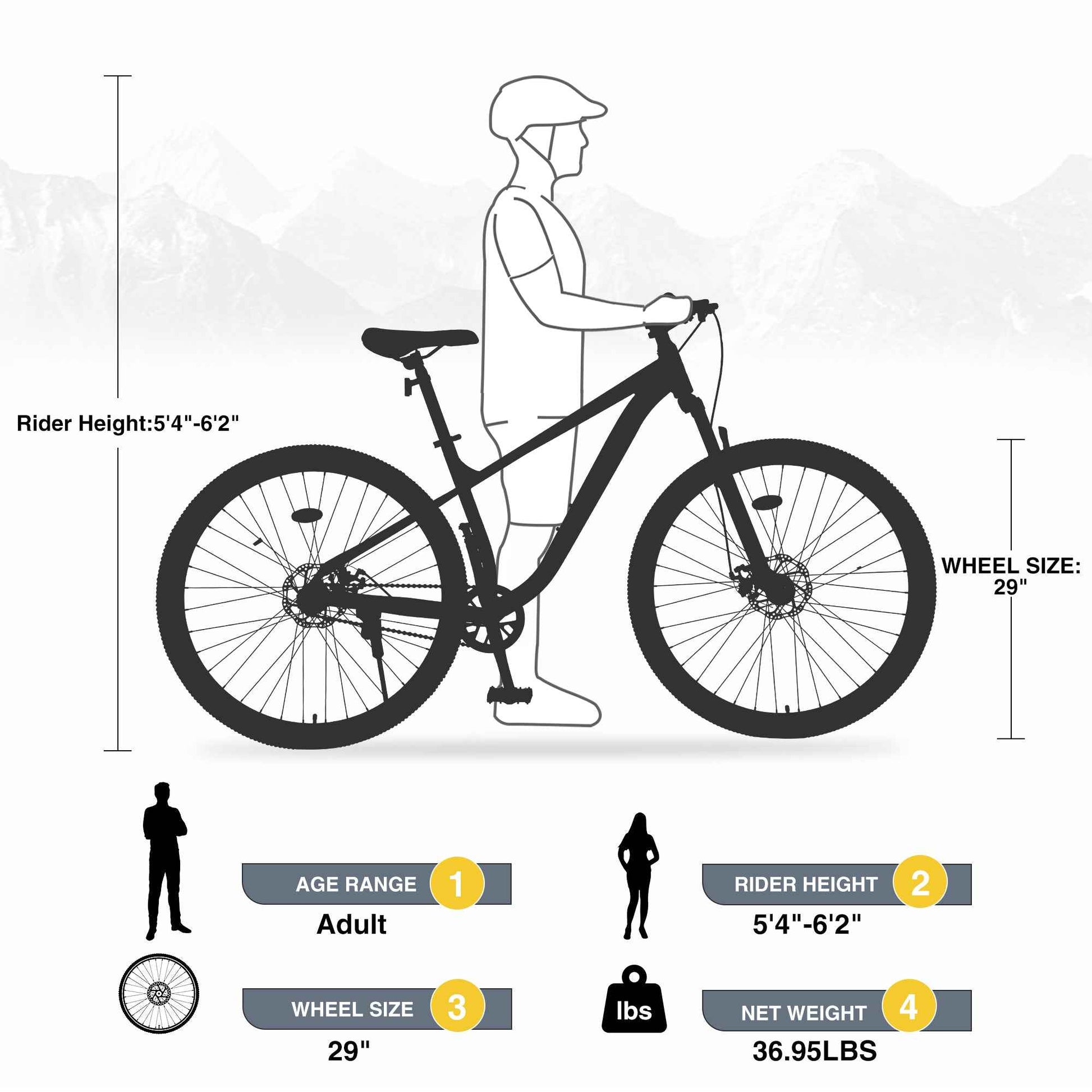 29 Inch Wheels Single Speed Mountain Bike, for Men Women Boys and Girls, Front Suspension, Steel Frame