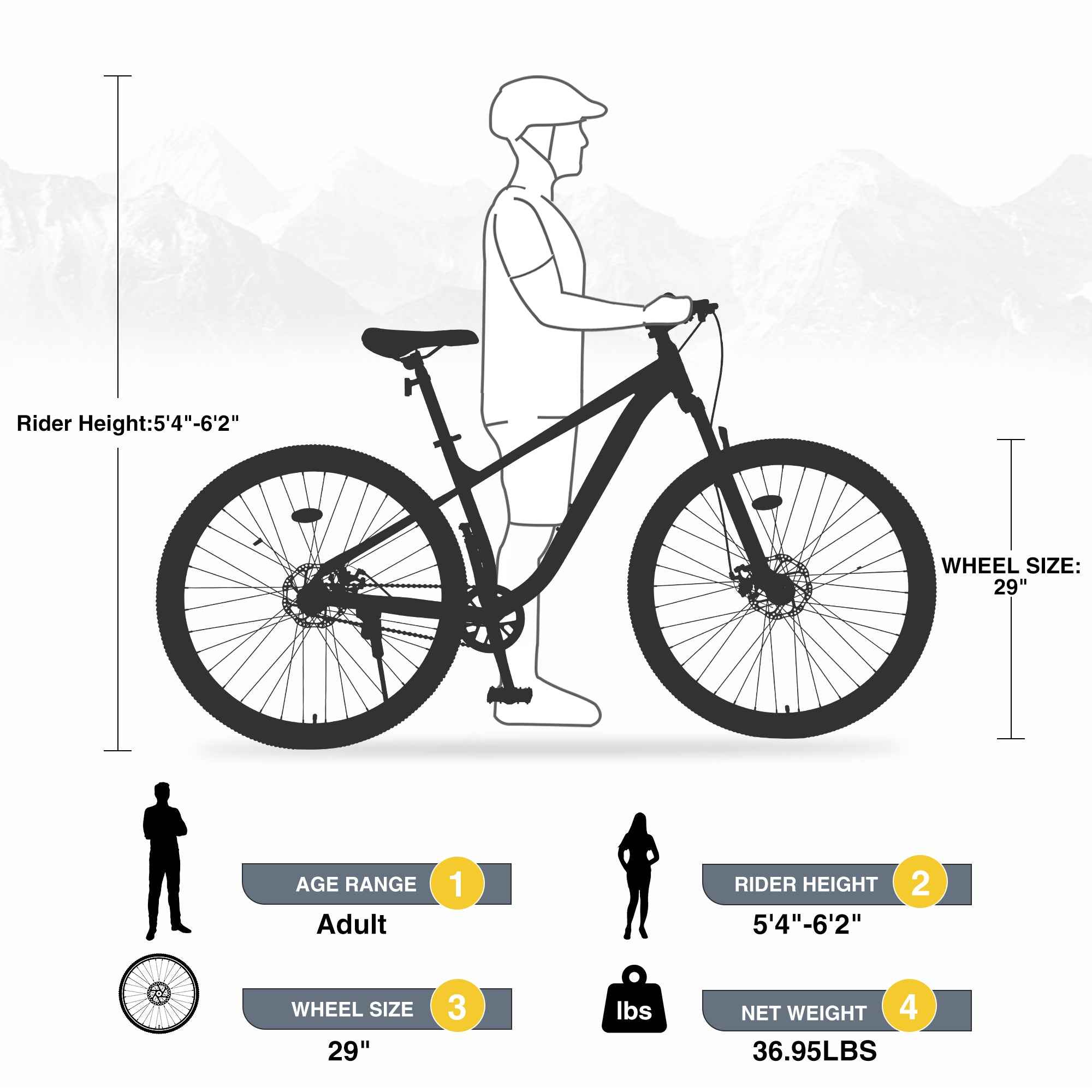 29 Inch Wheels Single Speed Mountain Bike, for Men Women Boys and Girls, Front Suspension, Steel Frame