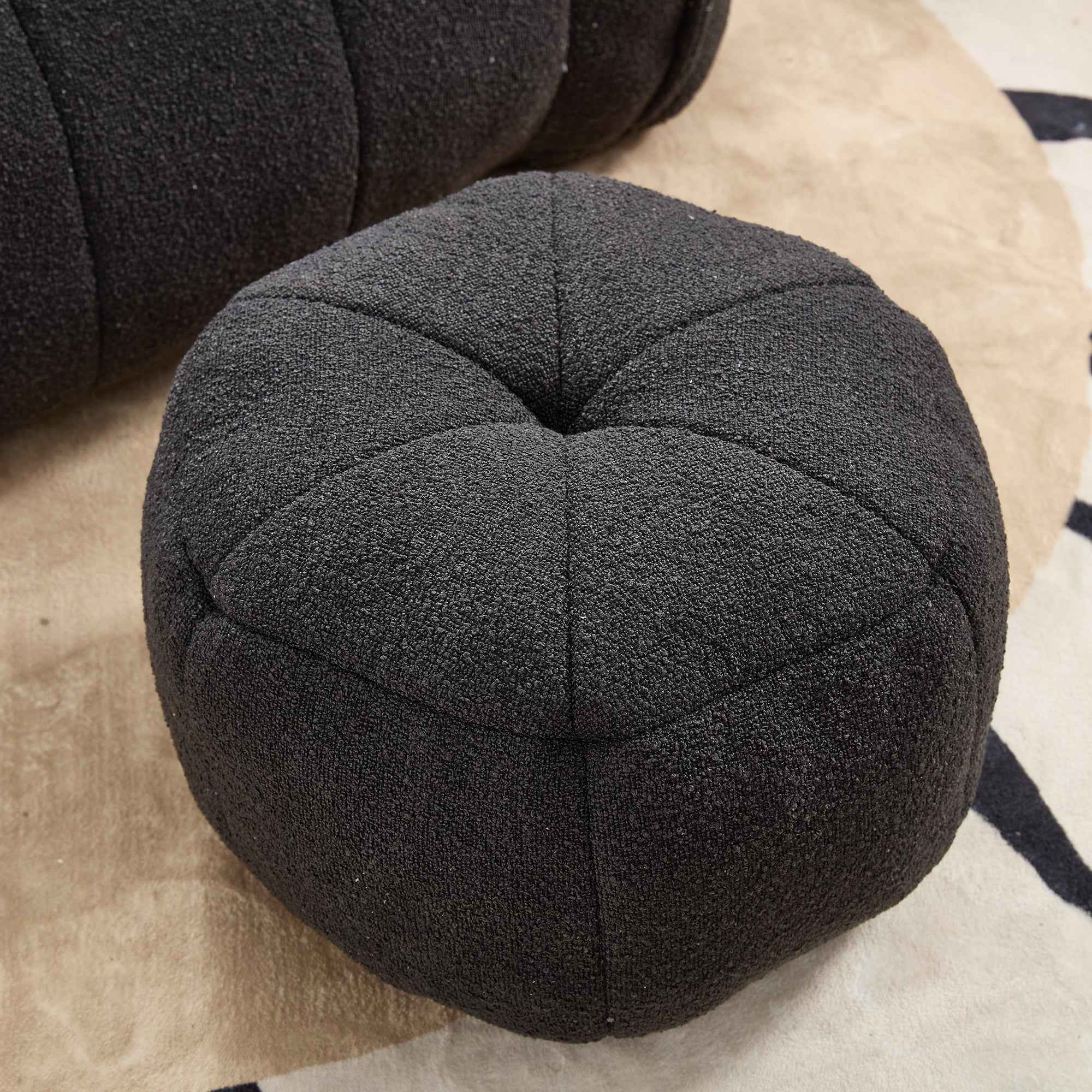 Soft Chenille Bean Bag Chair with High Resilient Foam for Living Room and Bedroom, Comfortable Square Lazy Sofa with Footstool for Adults