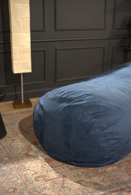 Jasper Traditional 8 Foot Cylindrical Suede Bean Bag, Blue