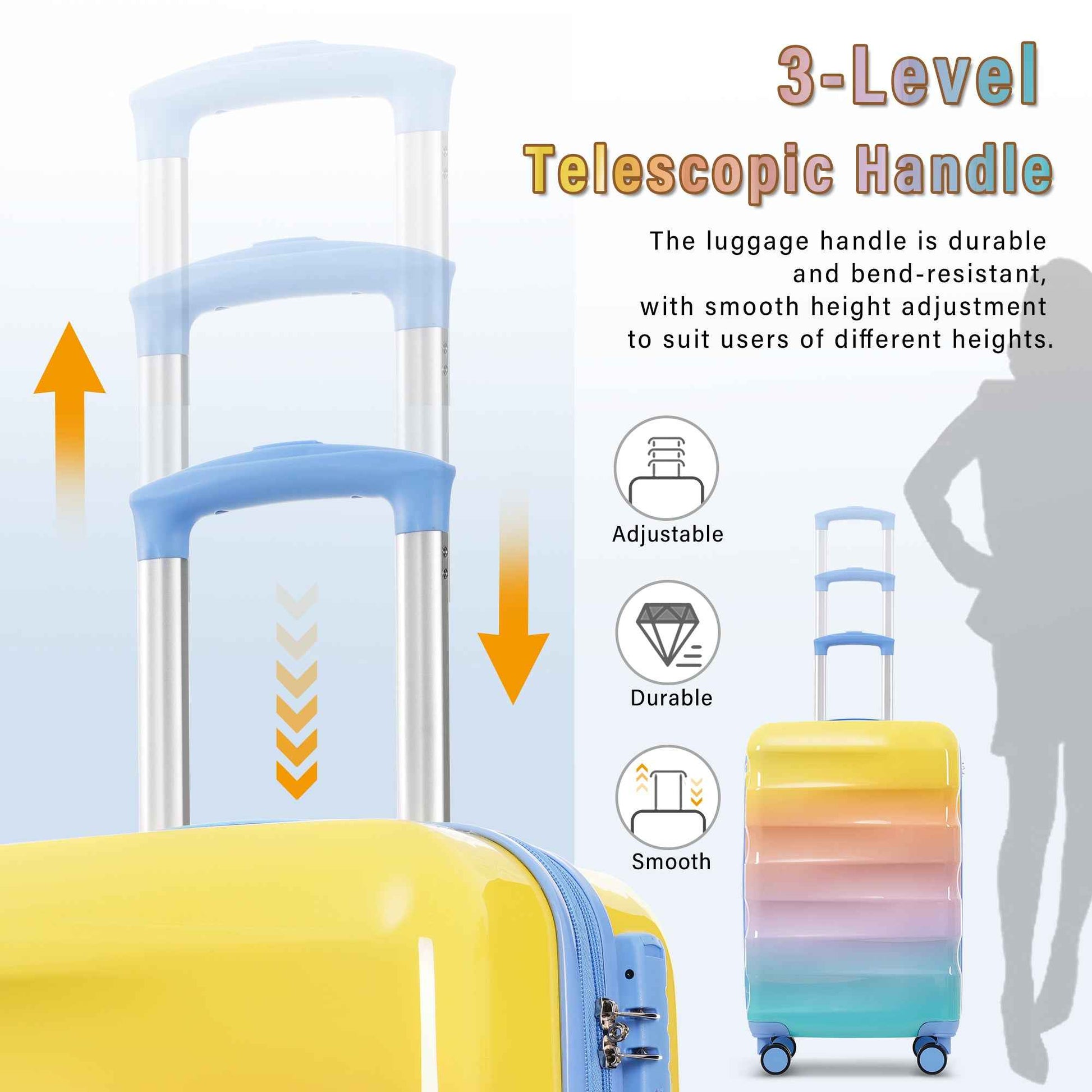 20' Carry-on Luggage with Cup Holder – Lightweight Glossy Hardshell Suitcases with Spinner Wheels, TSA Lock, Airline Approved, 2 Piece Set