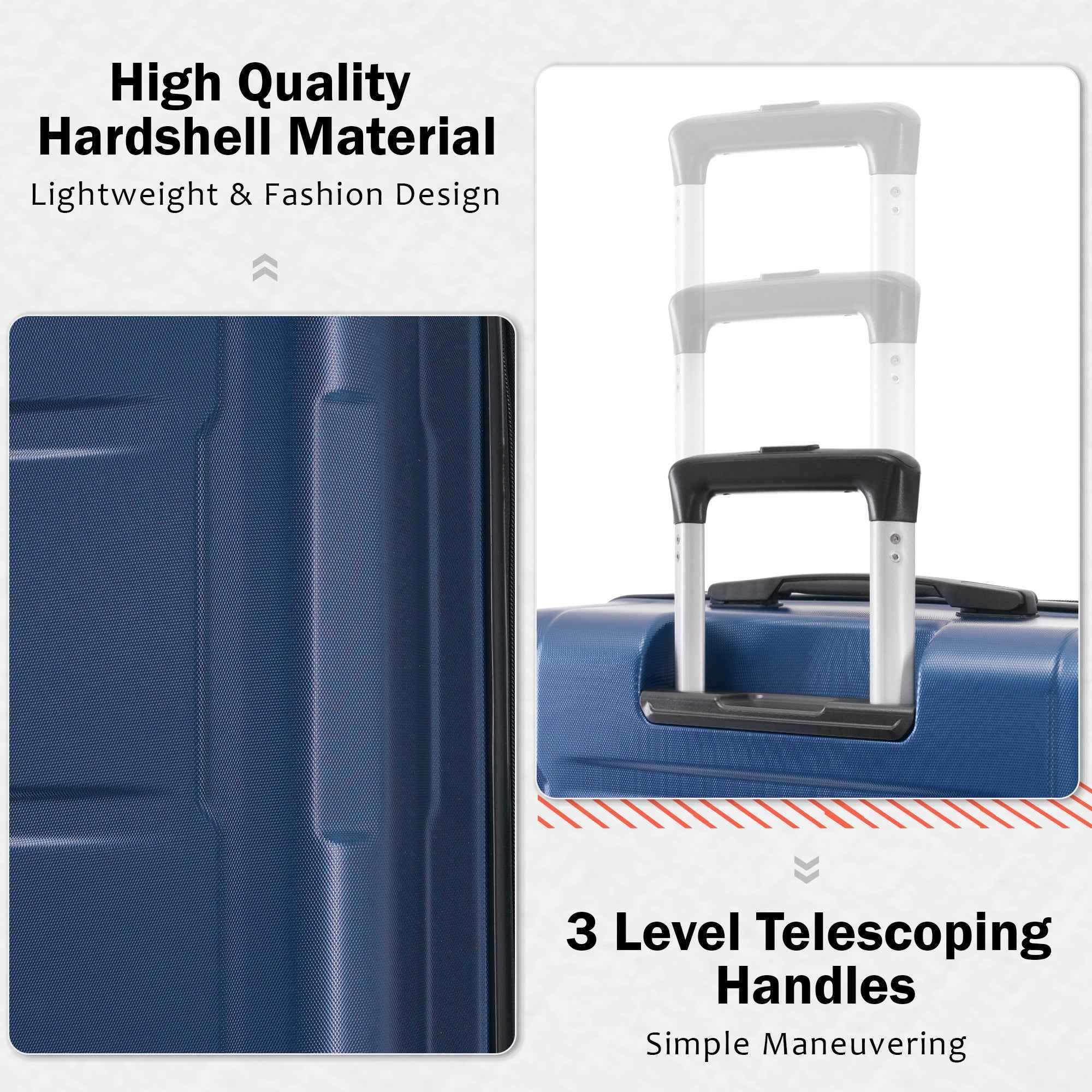 Expandable Spinner Wheels 2 Piece Luggage Set with TSA Lock, Blue, ABS Material, 20inch+28inch