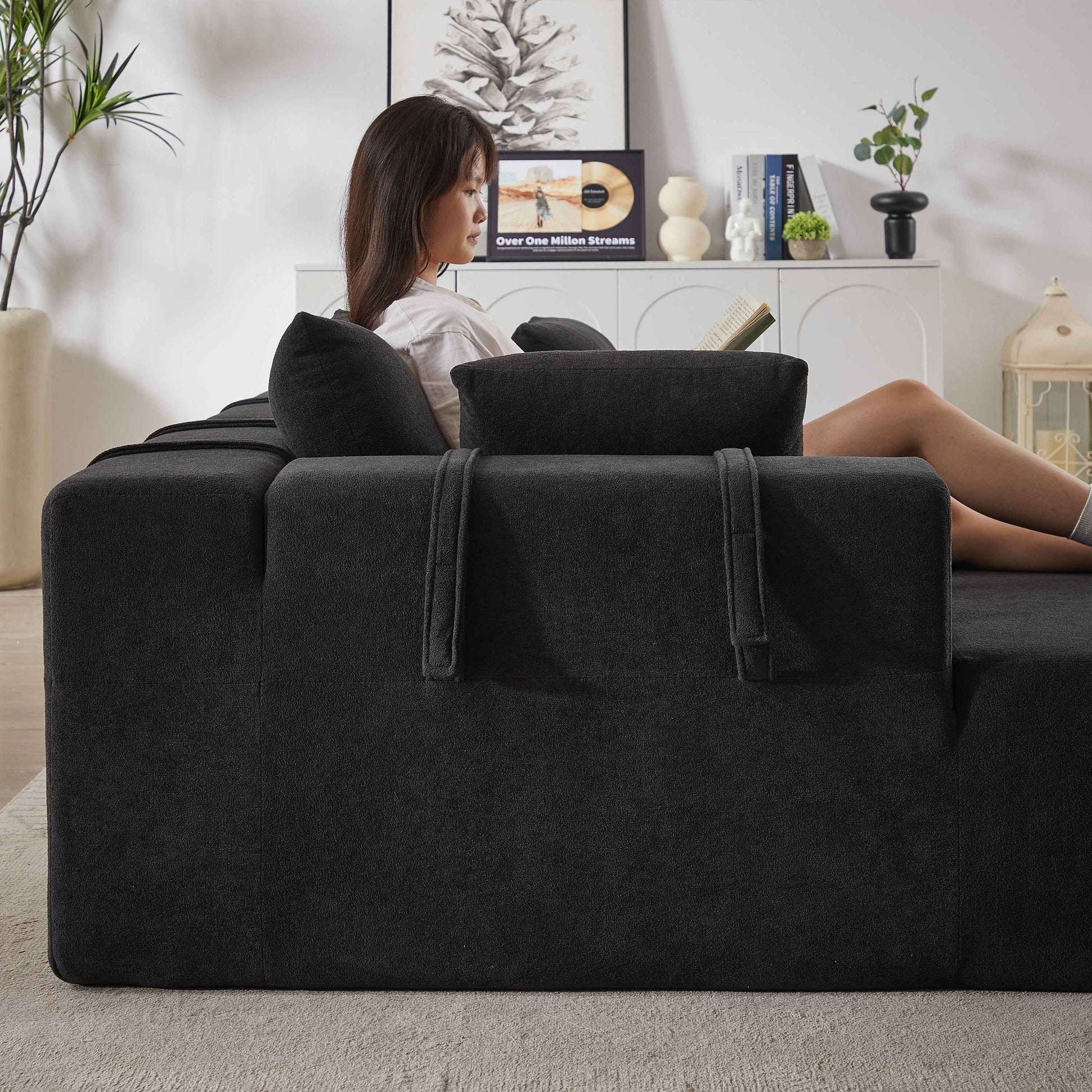 Modern Chenille Upholstered Sectional Sofa Couch Set,Modular 108' L Shaped Sectional Living Room Sofa Set With 6 Pillows,Free Combination Sofa Couch for Living Room,Bedroom(Left Chaise)W834P240009