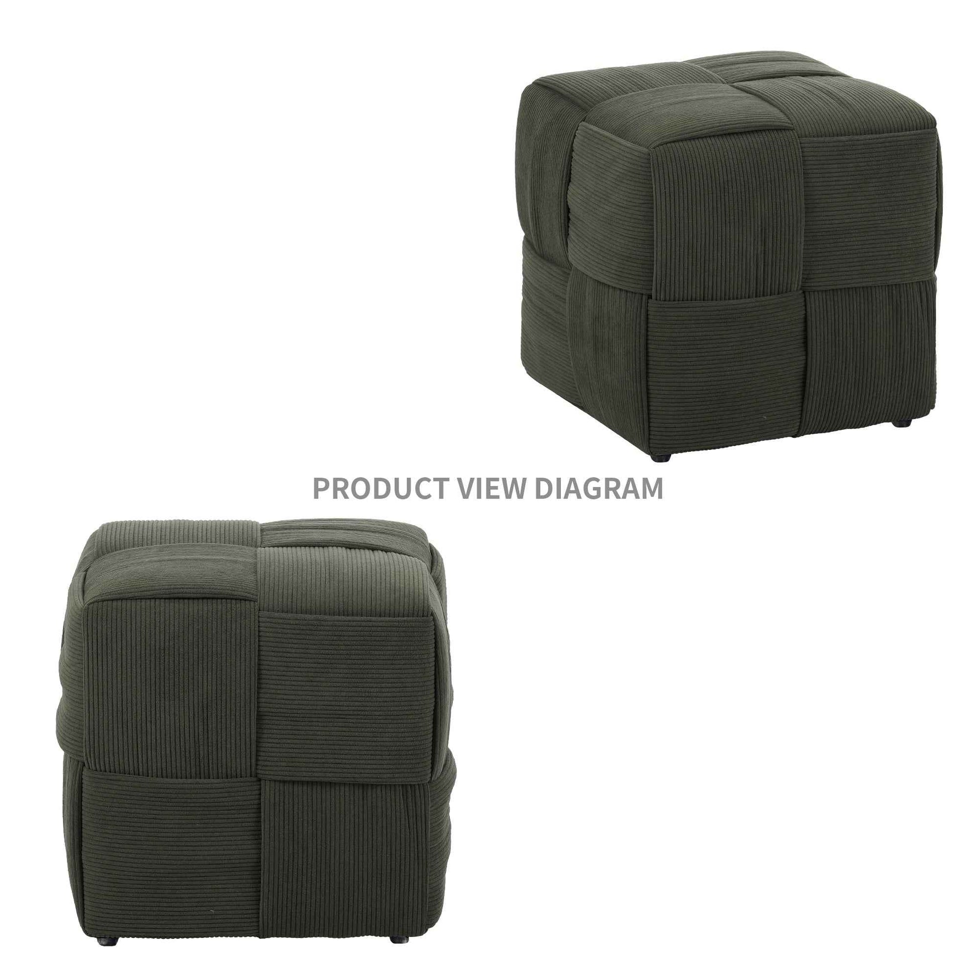 Ottoman Foot Rest Soft and Comfortable Ottoman Square Corduroy Woven Design Sofa Stool (Green)