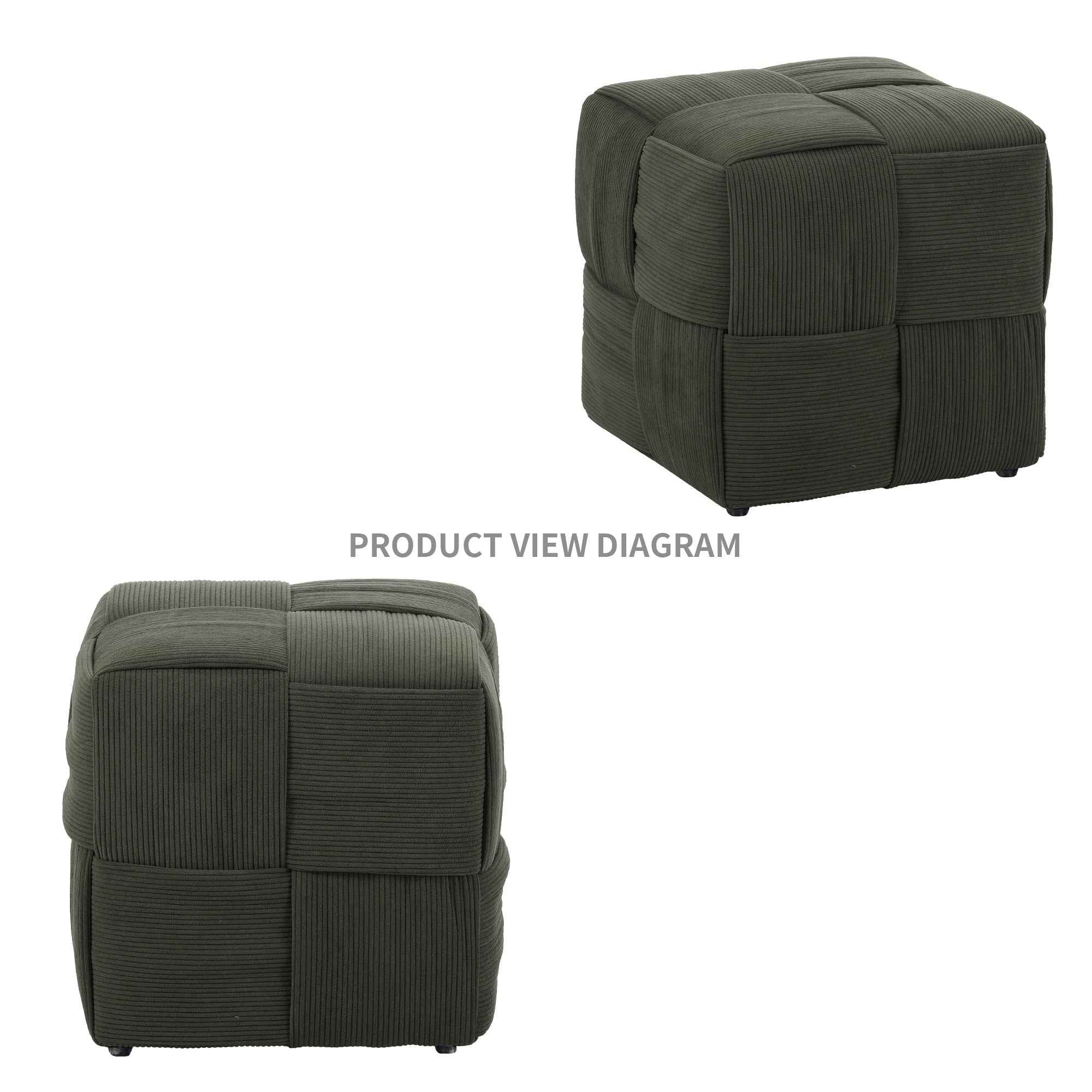 Ottoman Foot Rest Soft and Comfortable Ottoman Square Corduroy Woven Design Sofa Stool (Green)