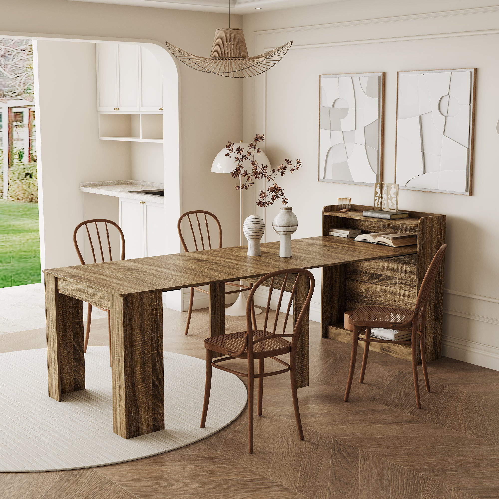Modern Extendable Dining Table with Storage - Abrihome
