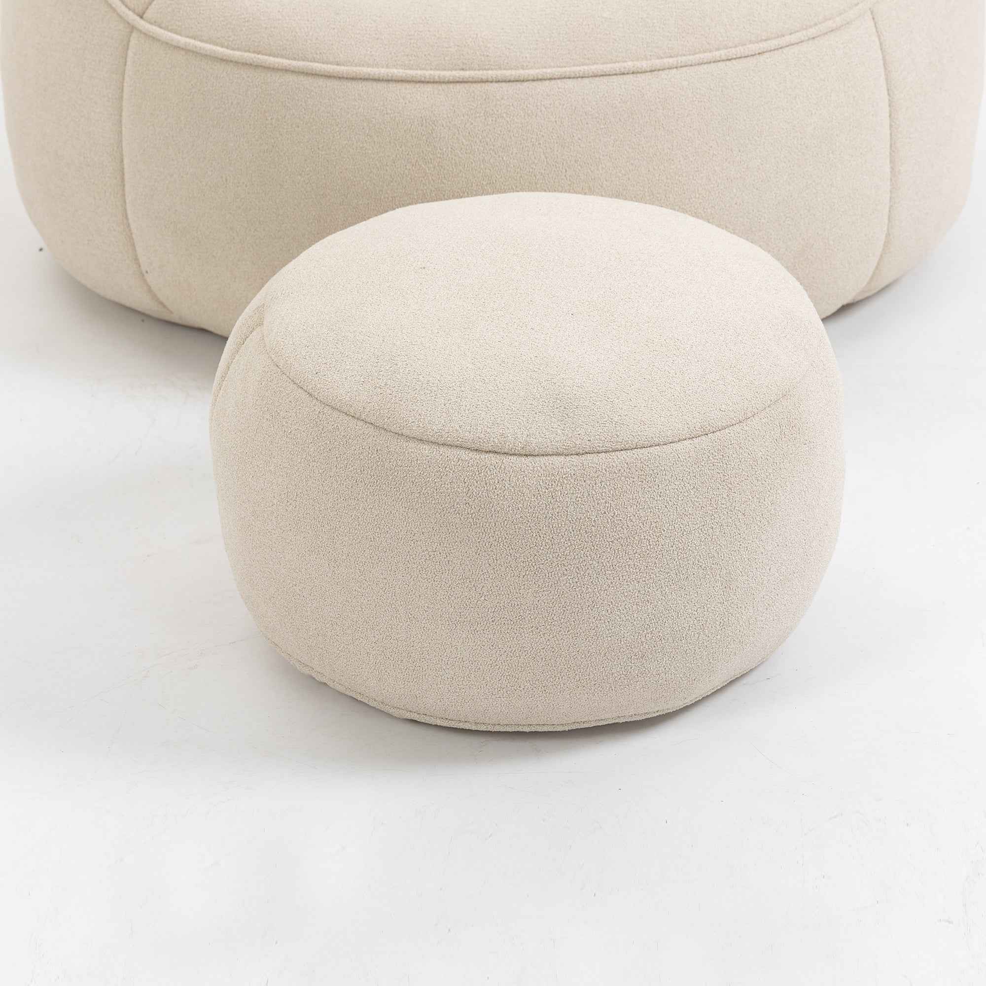 Bedding Bean Bag Sofa Chair with High-Pressure Foam and Footrest, Beige Microfiber