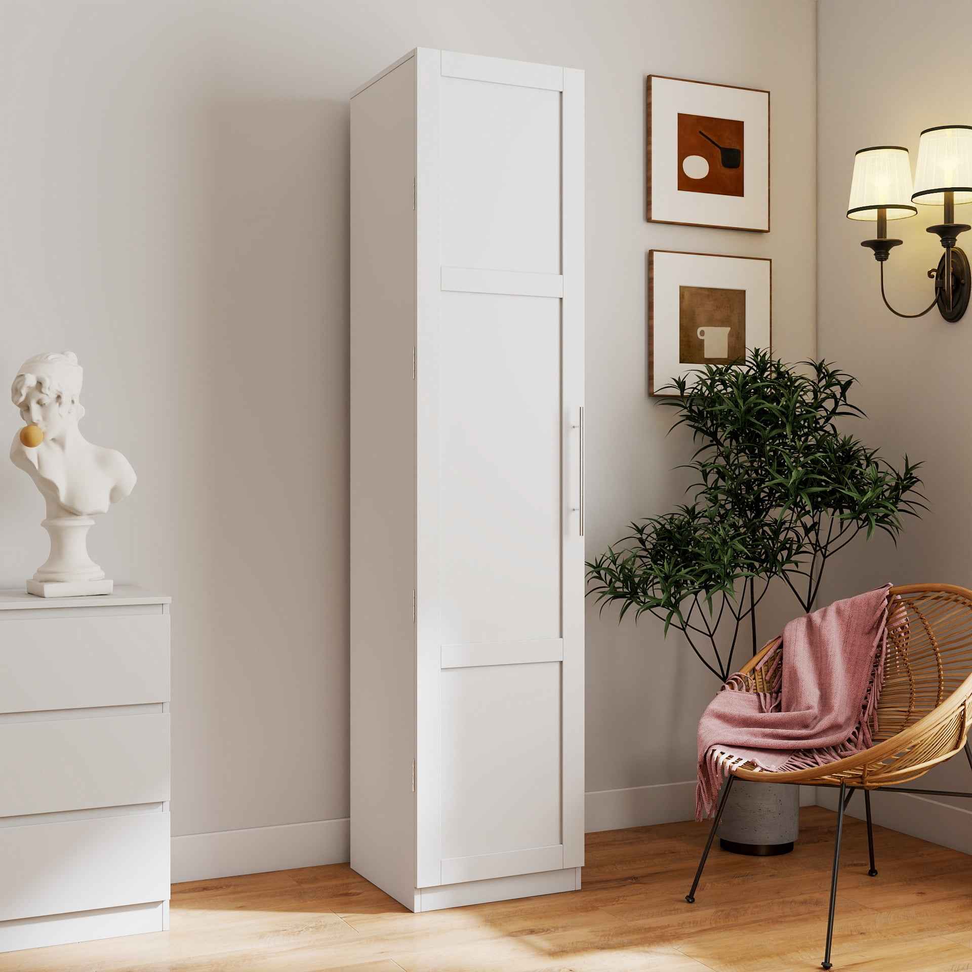 Kitchen Pantry Cabinet, White Freestanding Buffet Cupboards Sideboard with Doors & Shelves, Kitchen Pantry Storage Cabinet for Kitchen, Living Room and Dinning Room