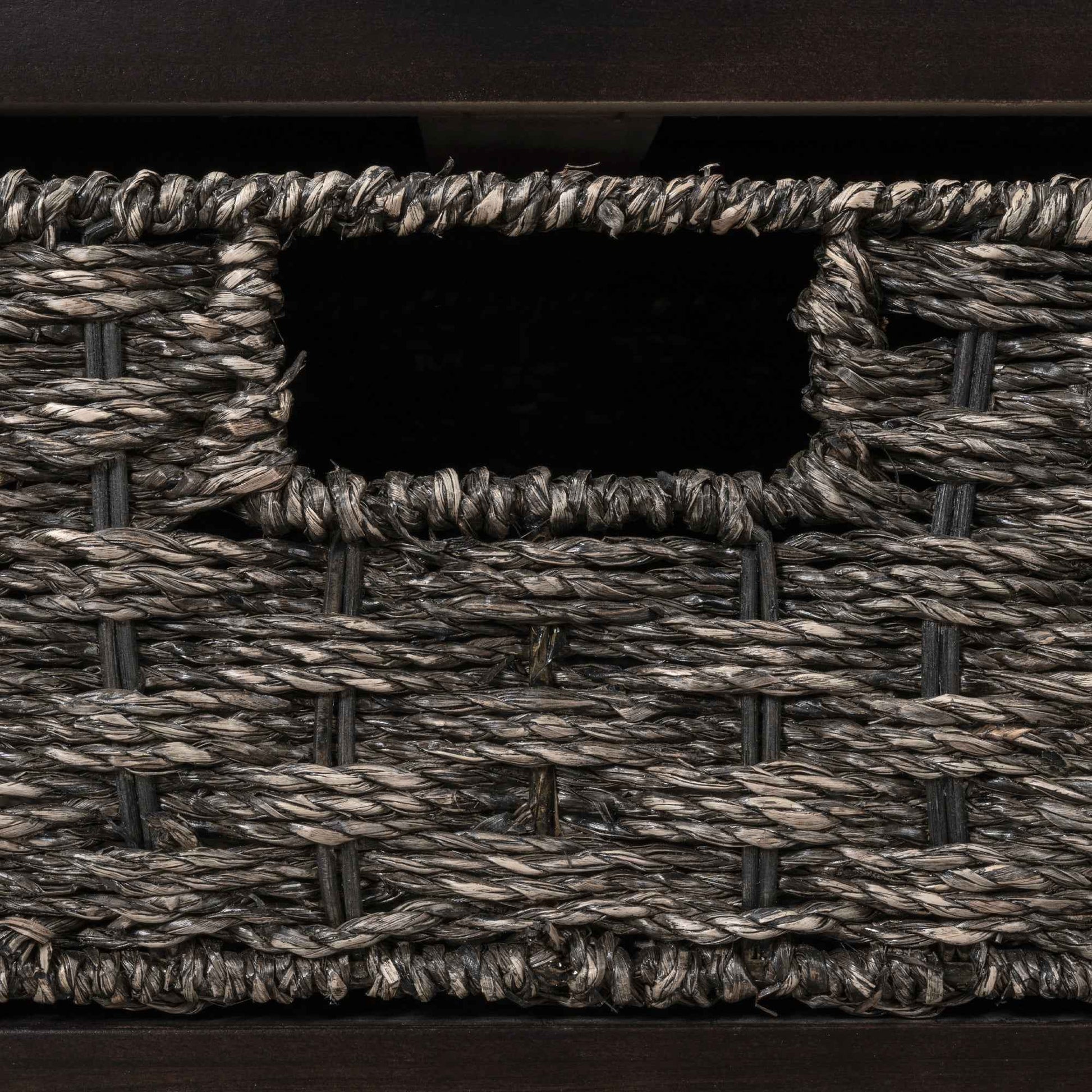 TREXM  Storage Bench with Removable Basket and 2 Drawers, Fully Assembled Shoe Bench with Removable Cushion (Espresso)