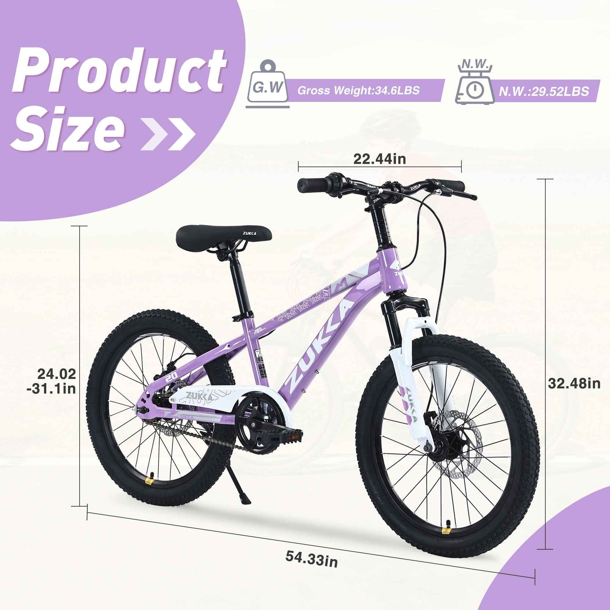 ZUKKA Mountain Bike,20 Inch MTB for Boys and Girls Age 7-10 Years,Multiple Colors