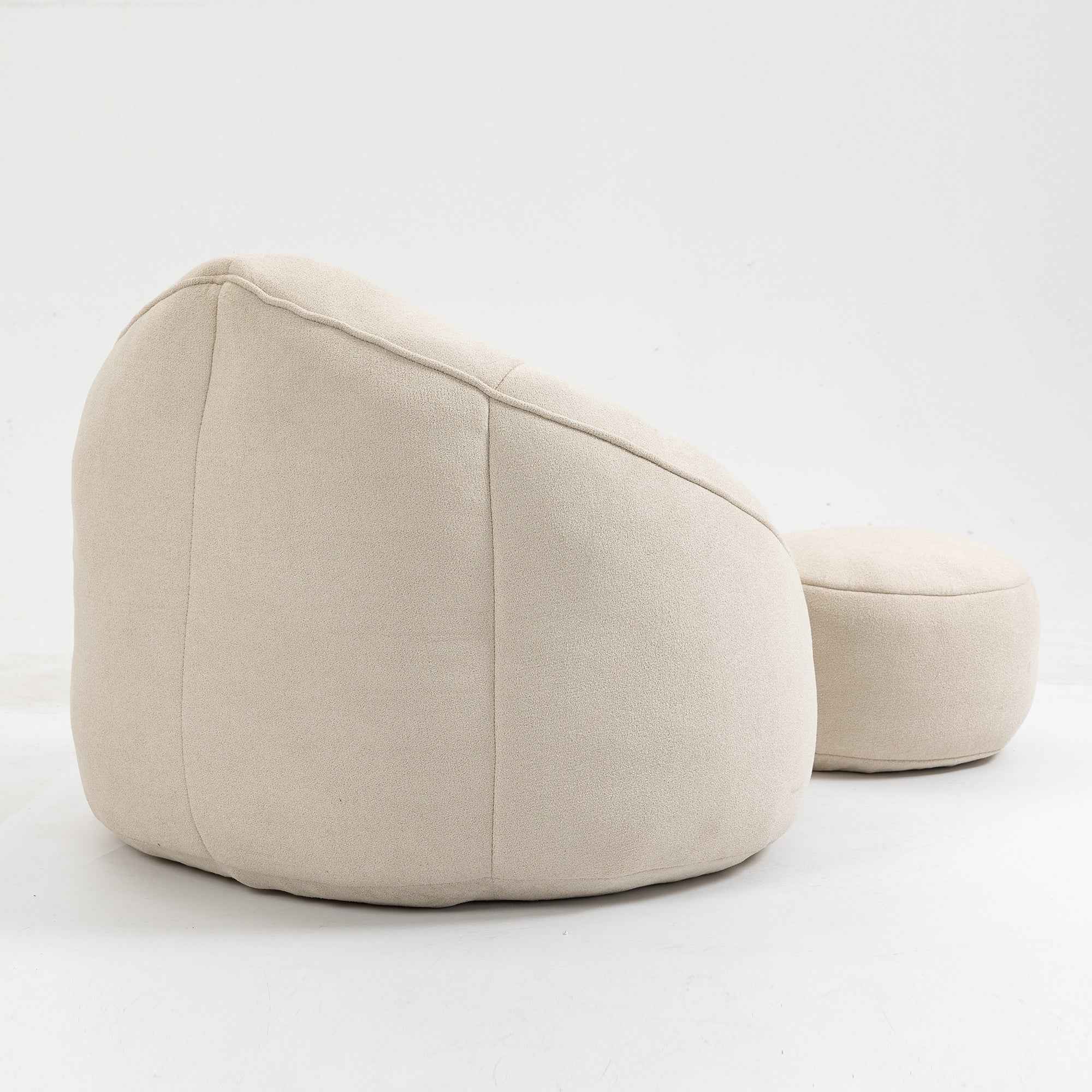 Bedding Bean Bag Sofa Chair with High-Pressure Foam and Footrest, Beige Microfiber